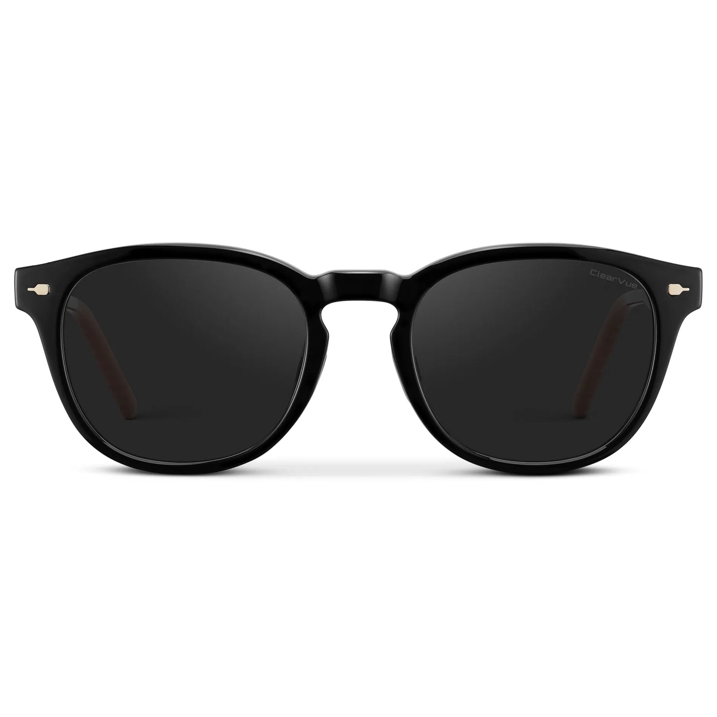 Black / Black Lens || Men's Round Sunglasses with Black Frame and Black Oval Lens on a white background