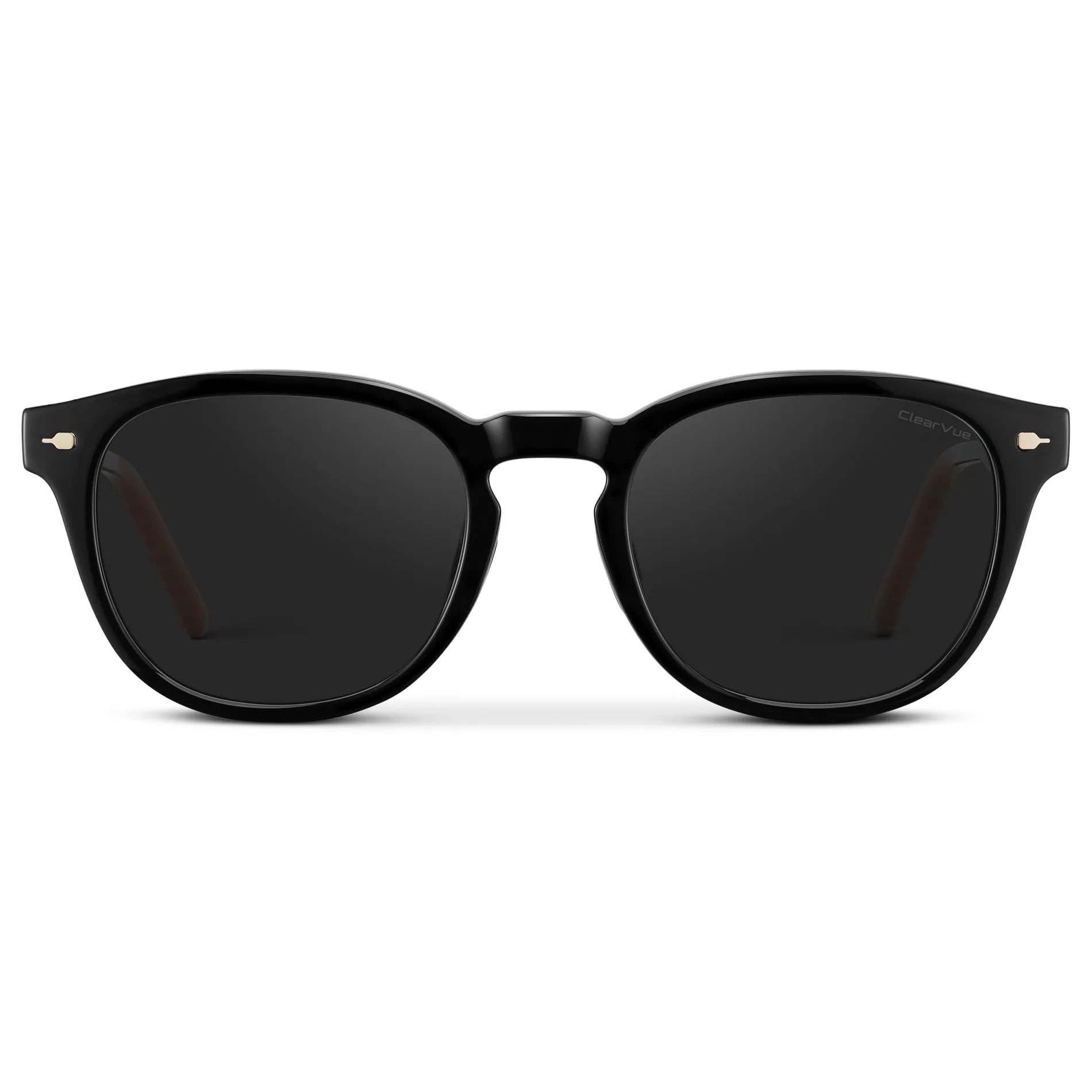 Black / Black Lens || Men's Round Sunglasses with Black Frame and Black Oval Lens on a white background