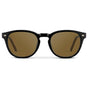 Black / Amber || Men's Round Prescription Sunglasses with Black Frame and Brown Oval Lens on a white background