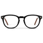 Black || Men's Round Prescription Eyeglasses with Black Frame and Clear Oval Lens on a white background
