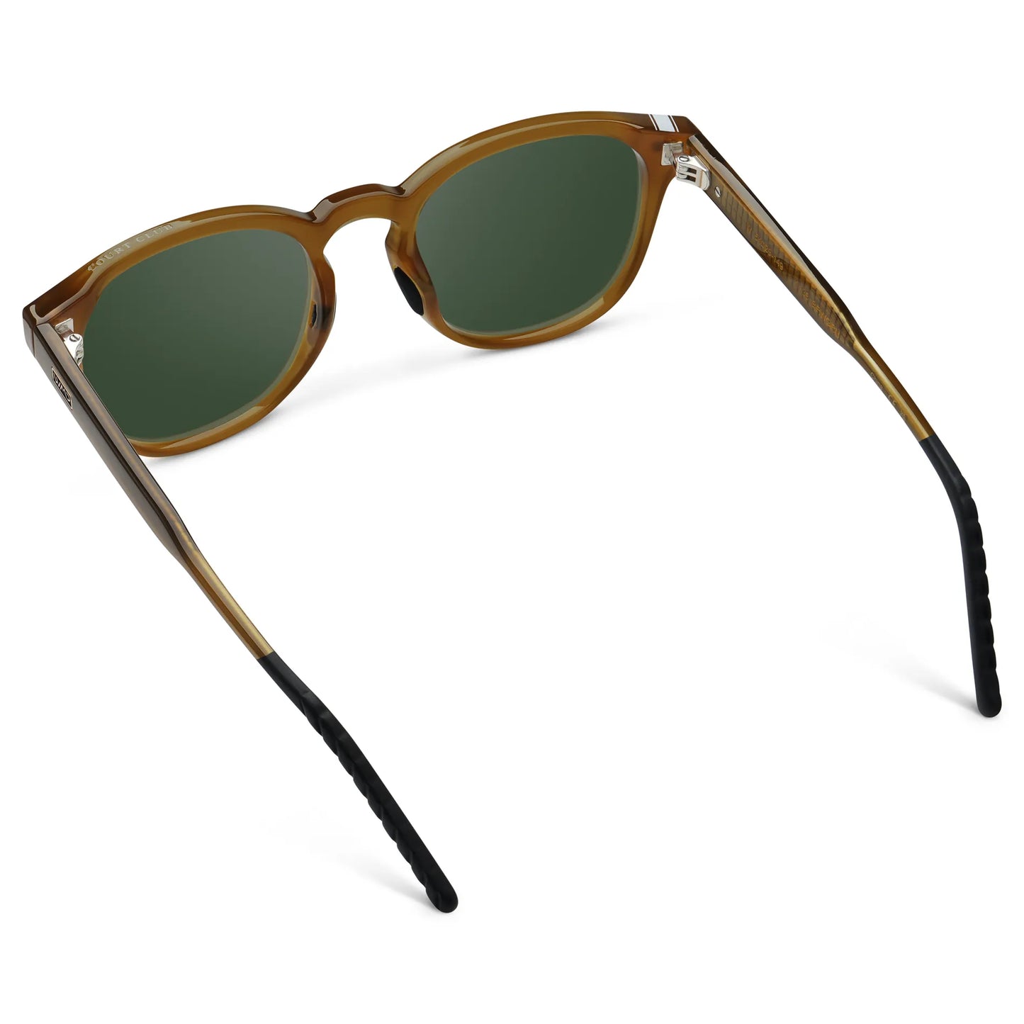 Dune Brown / Smoke Green Lens || Back view of Men's Round Sunglasses with Dune Brown Frame and Smoke Green Oval Lens on a white background