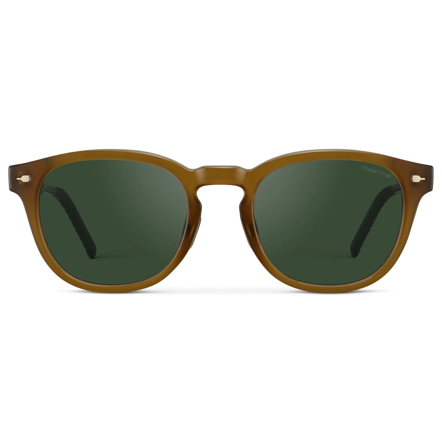 Dune Brown / Smoke Green Lens || Men's Round Sunglasses with Dune Brown Frame and Smoke Green Oval Lens on a white background