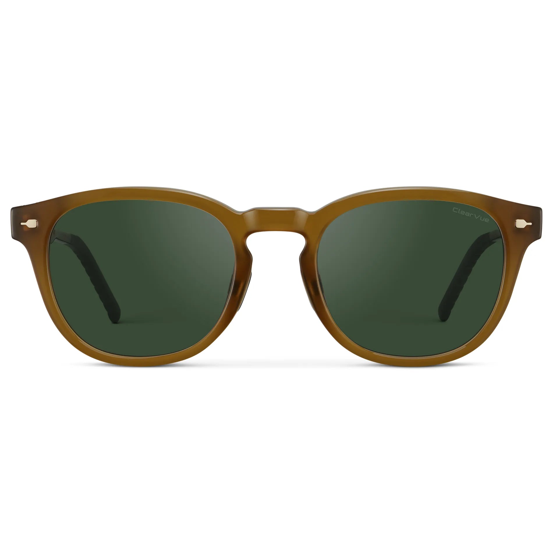 Dune Brown / Smoke Green Lens || Men's Round Sunglasses with Dune Brown Frame and Smoke Green Oval Lens on a white background