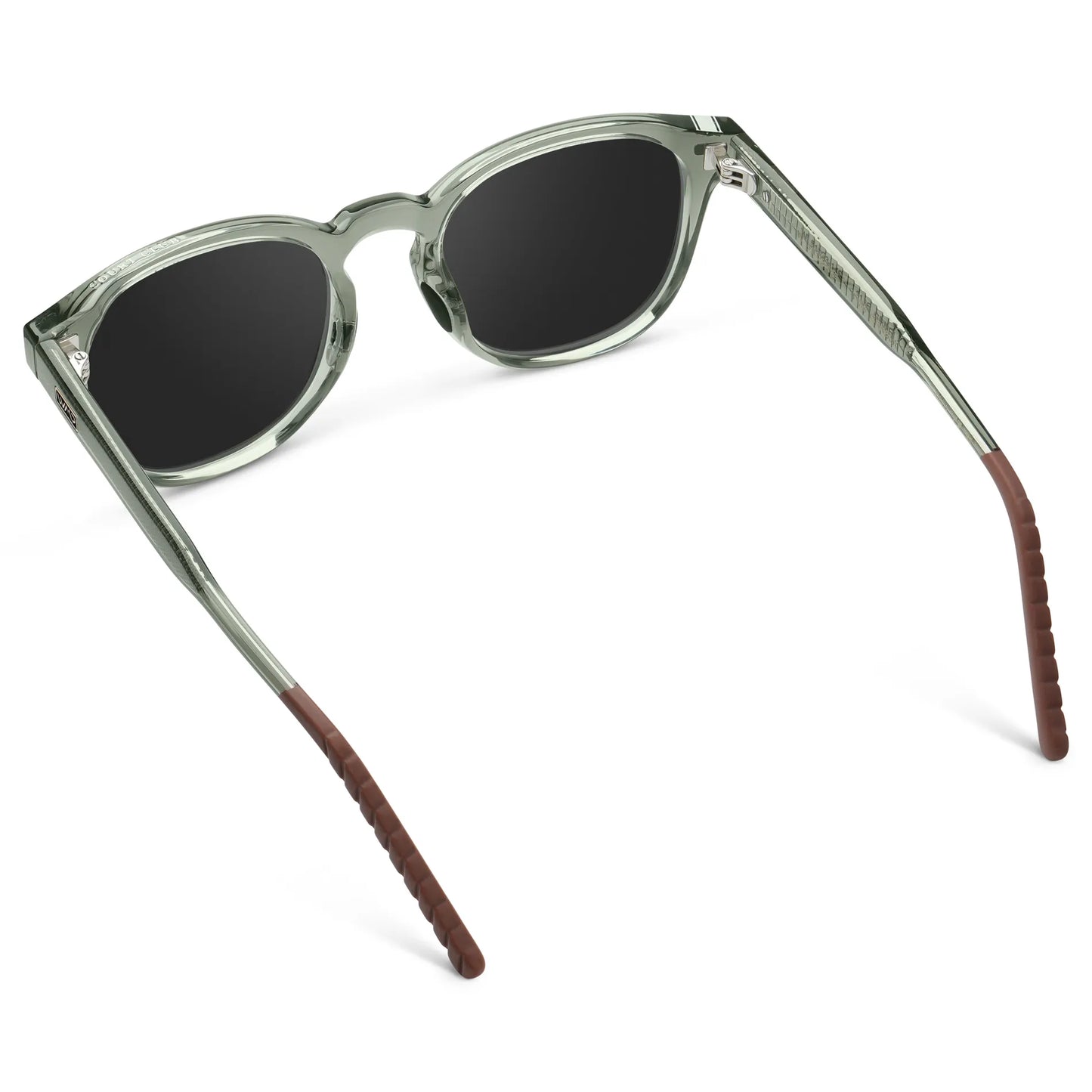 Sage Green / Black Lens || Back view of Men's Round Sunglasses with Sage Green Frame and Black Oval Lens on a white background