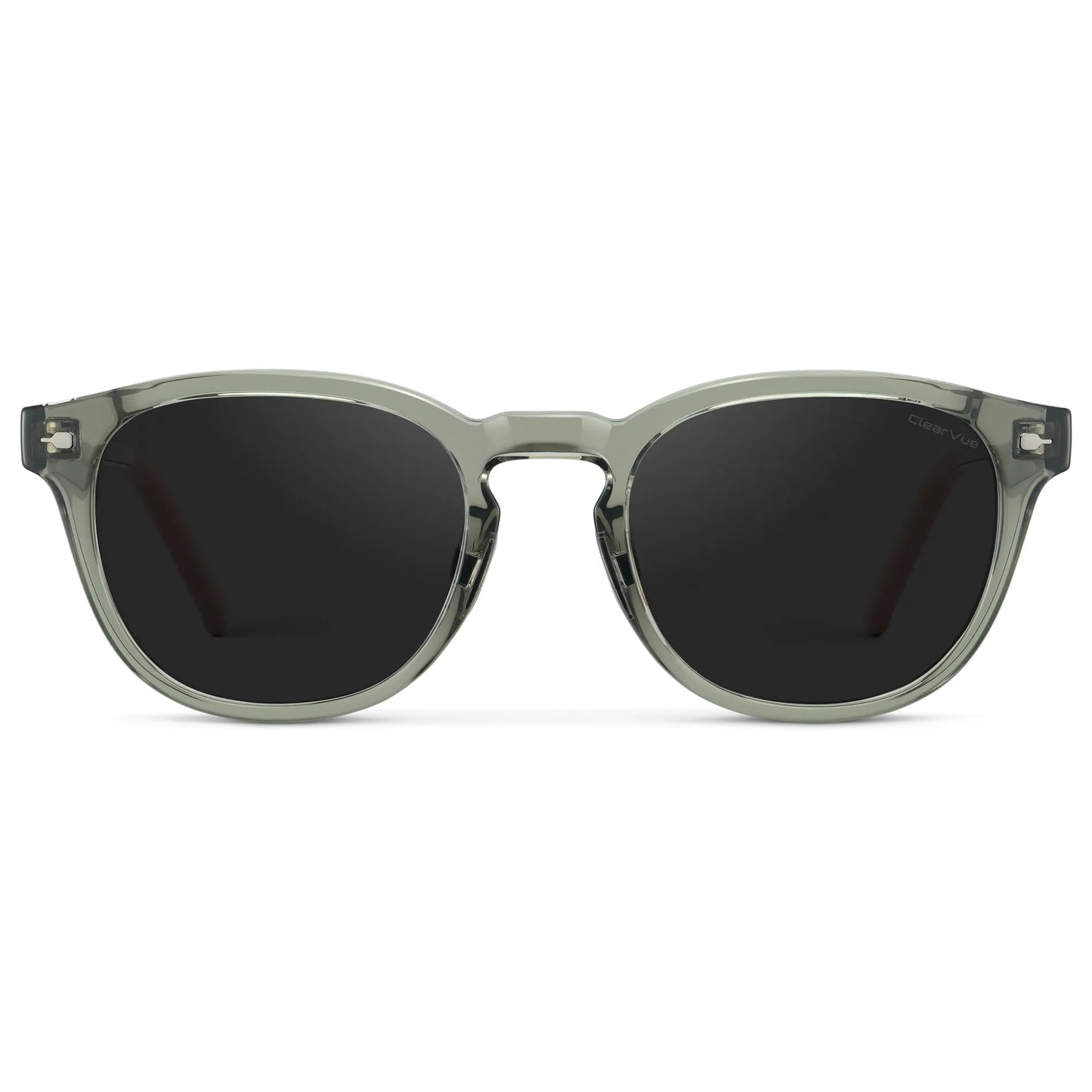 Sage Green / Black Lens || Men's Round Sunglasses with Sage Green Frame and Black Oval Lens on a white background