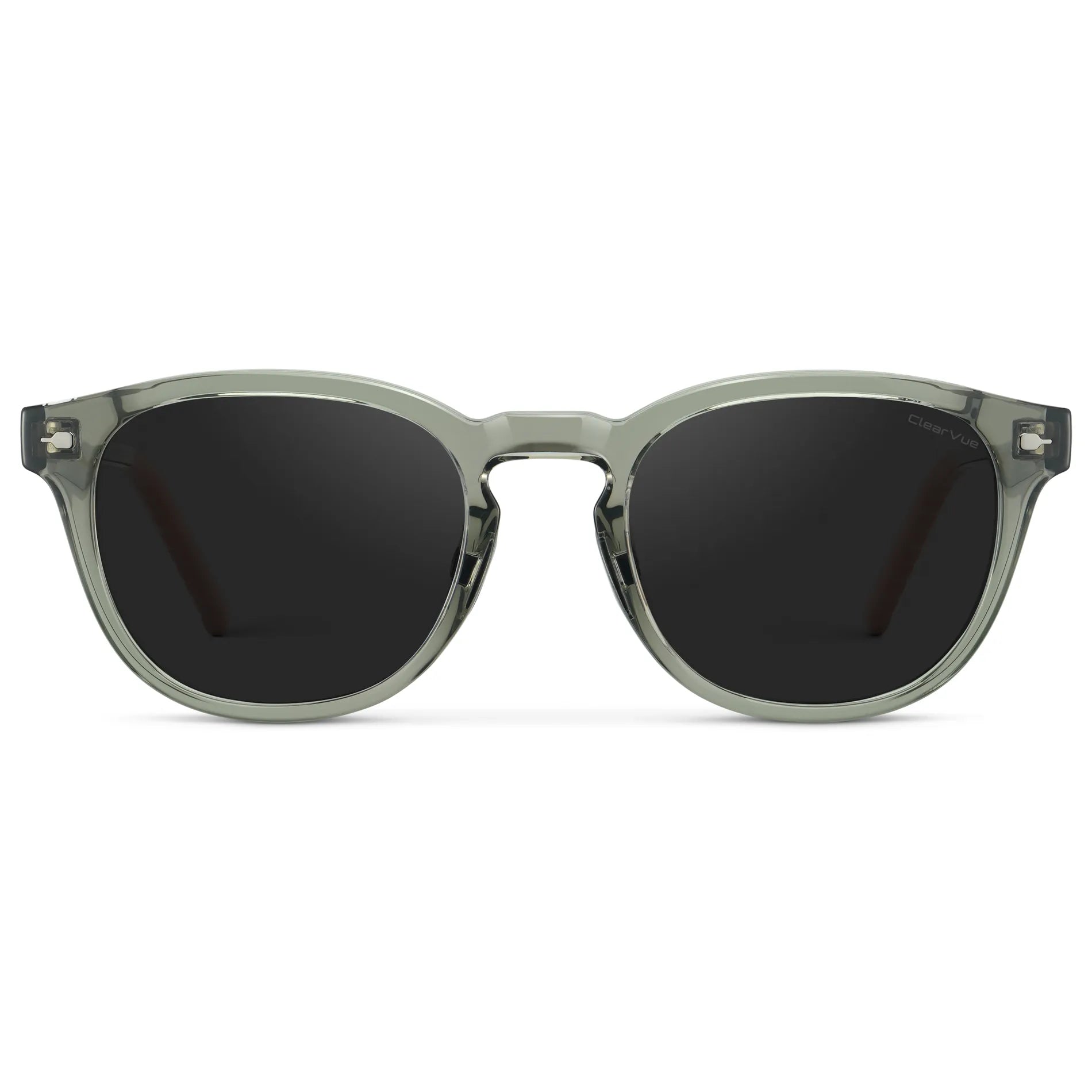 Sage Green / Black Lens || Men's Round Sunglasses with Sage Green Frame and Black Oval Lens on a white background