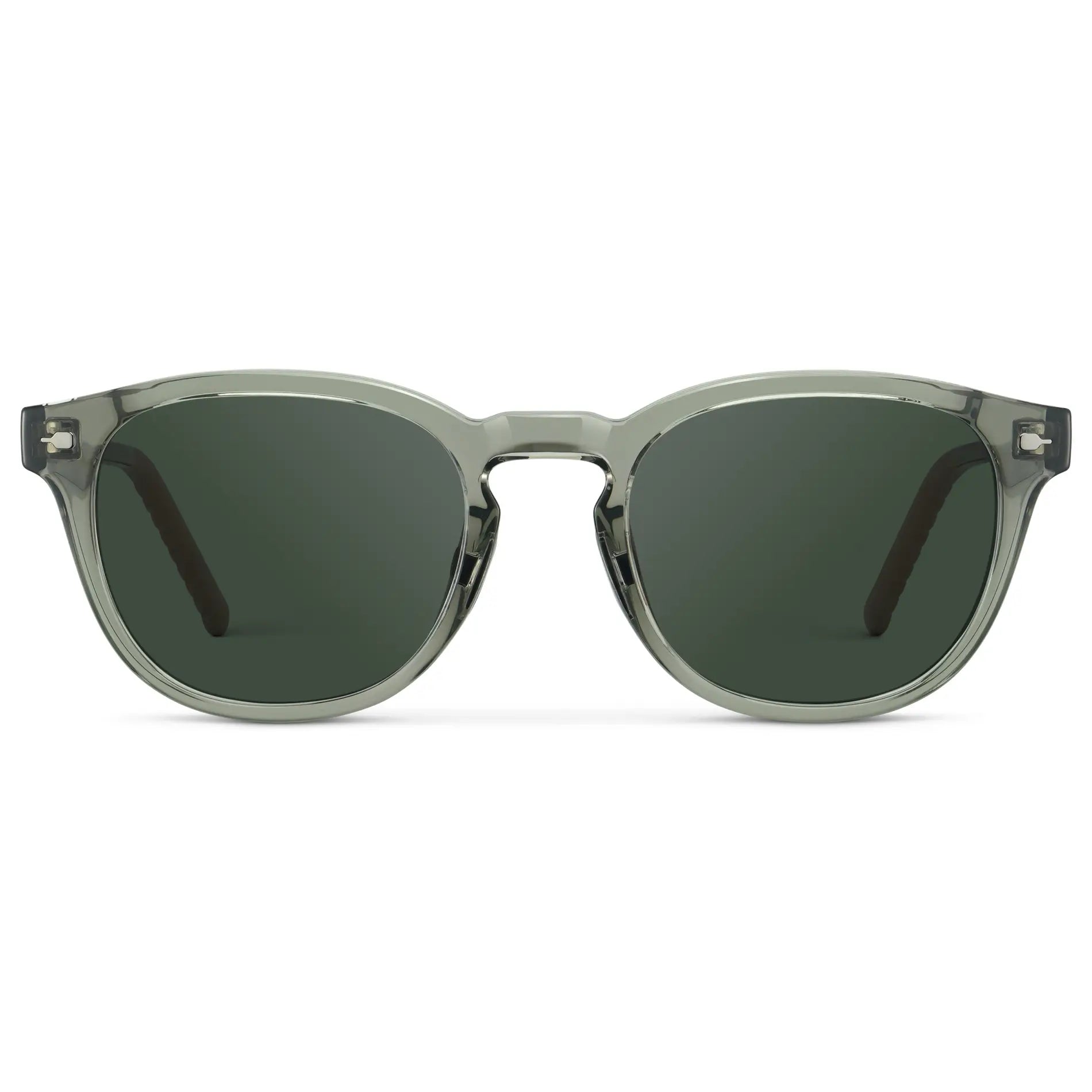 Sage Green / G15 || Men's Round Prescription Sunglasses with Sage Green Frame and Green Oval Lens on a white background
