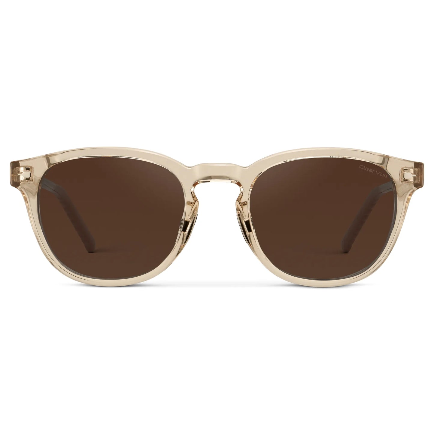 Sand Brown / Dark Brown Lens || Men's Round Sunglasses with Sand Brown Frame and Dark Brown Oval Lens on a white background