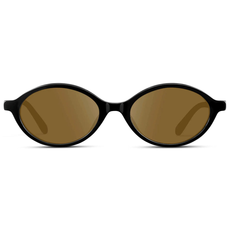 Black / Amber || Women's Prescription Sunglasses with Black Acetate Frame and Amber Lens on a white background