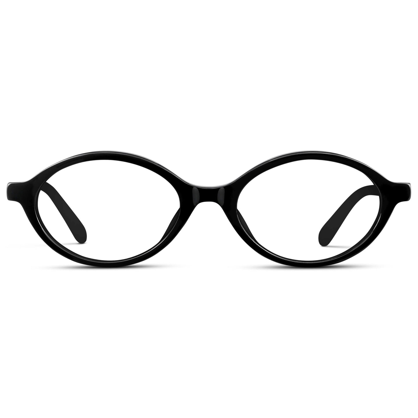 Black || Women's Slim Oval Eyeglasses with Black Acetate Frame and Clear Prescription Lens