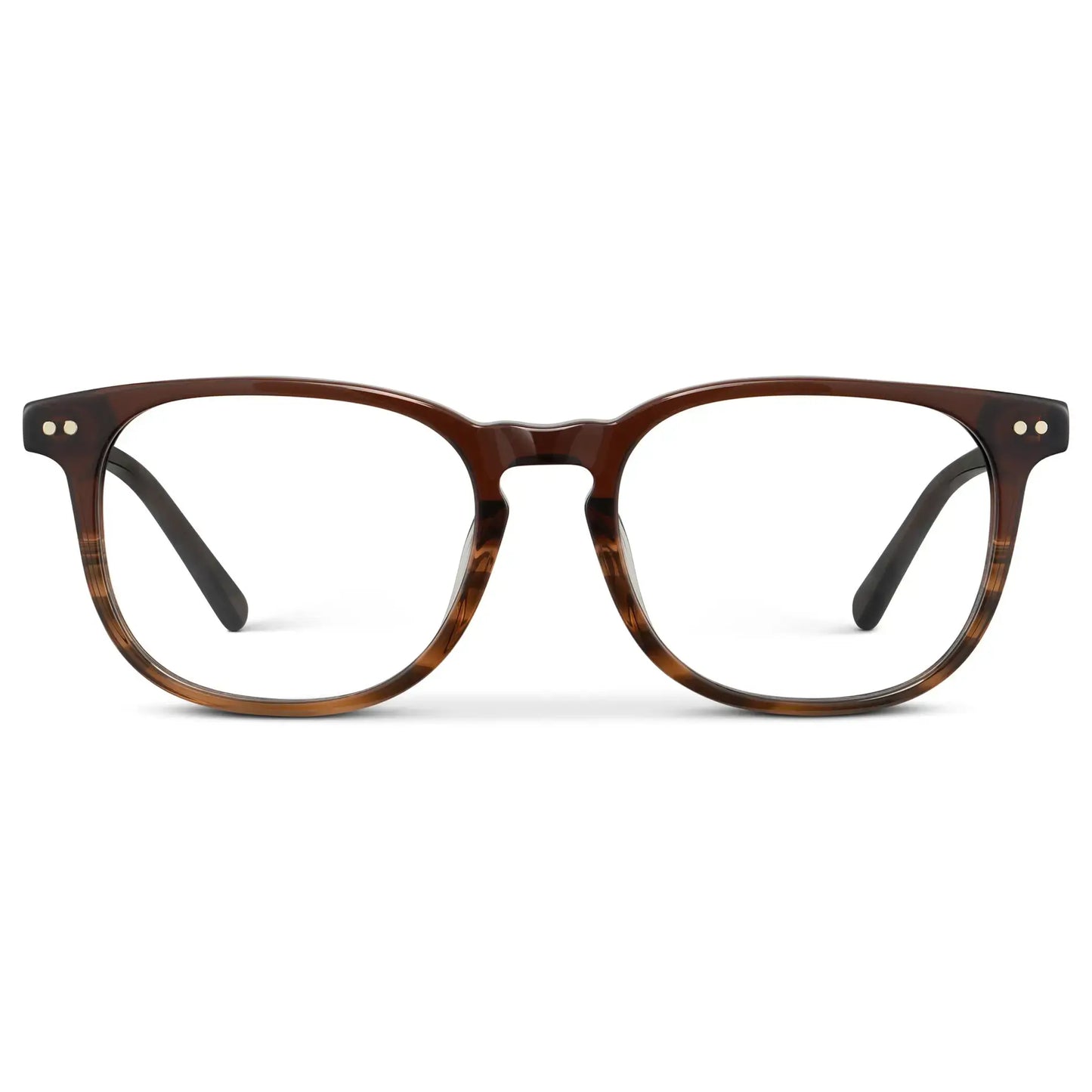 Rye Brown || Men's Rectangular Prescription Eyeglasses with Rye Brown Acetate Frame and Clear Lens