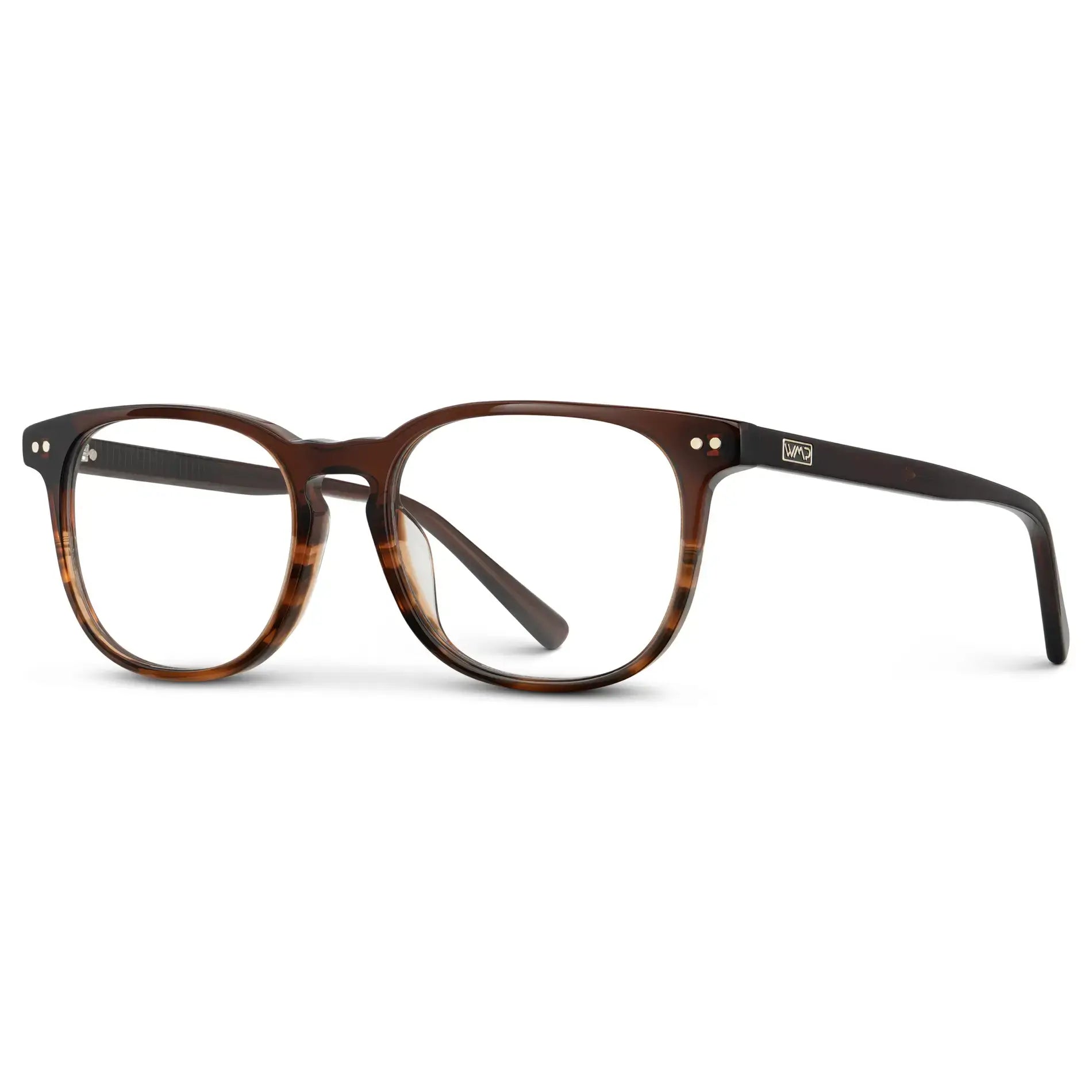Rye Brown || Men's Rectangular Prescription Eyeglasses with Rye Brown Acetate Frame and Clear Lens
