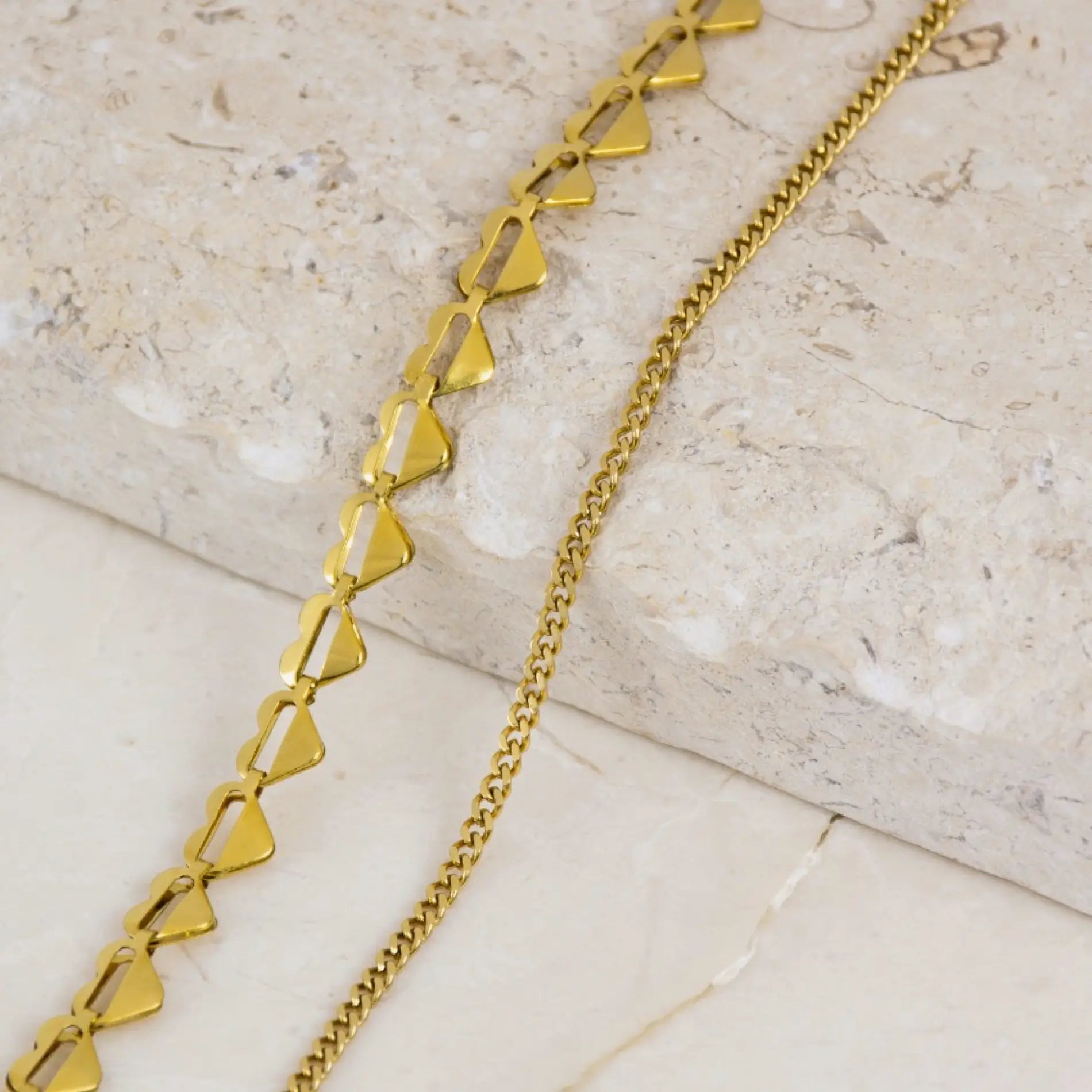 Gold || Women's Adjustable 14K Gold Plated Bracelet Set with Cuban Link Chain