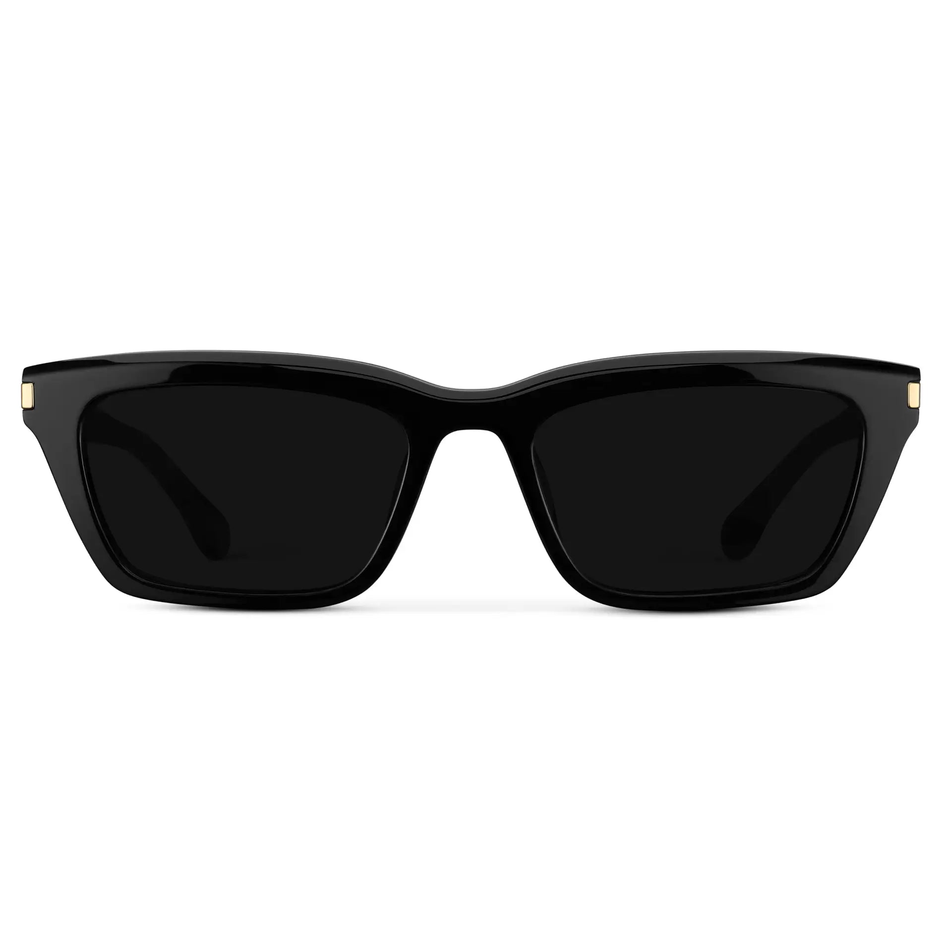 Black / Triple Black Lens || Women's Cat Eye Polarized Sunglasses with Black Frame and Black Lenses on a white background