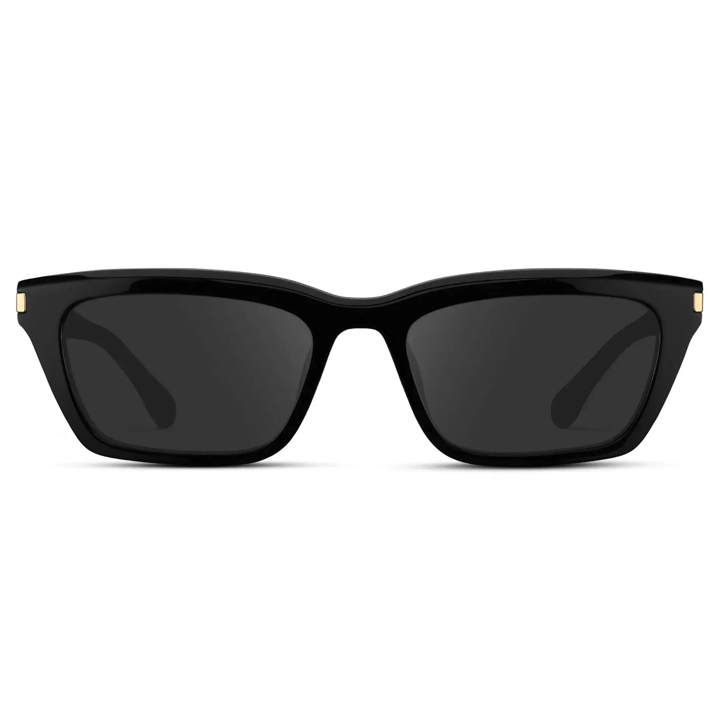 Black / Grey || Women's Cat Eye Prescription Sunglasses with Black Frame and Grey Lenses on a white background