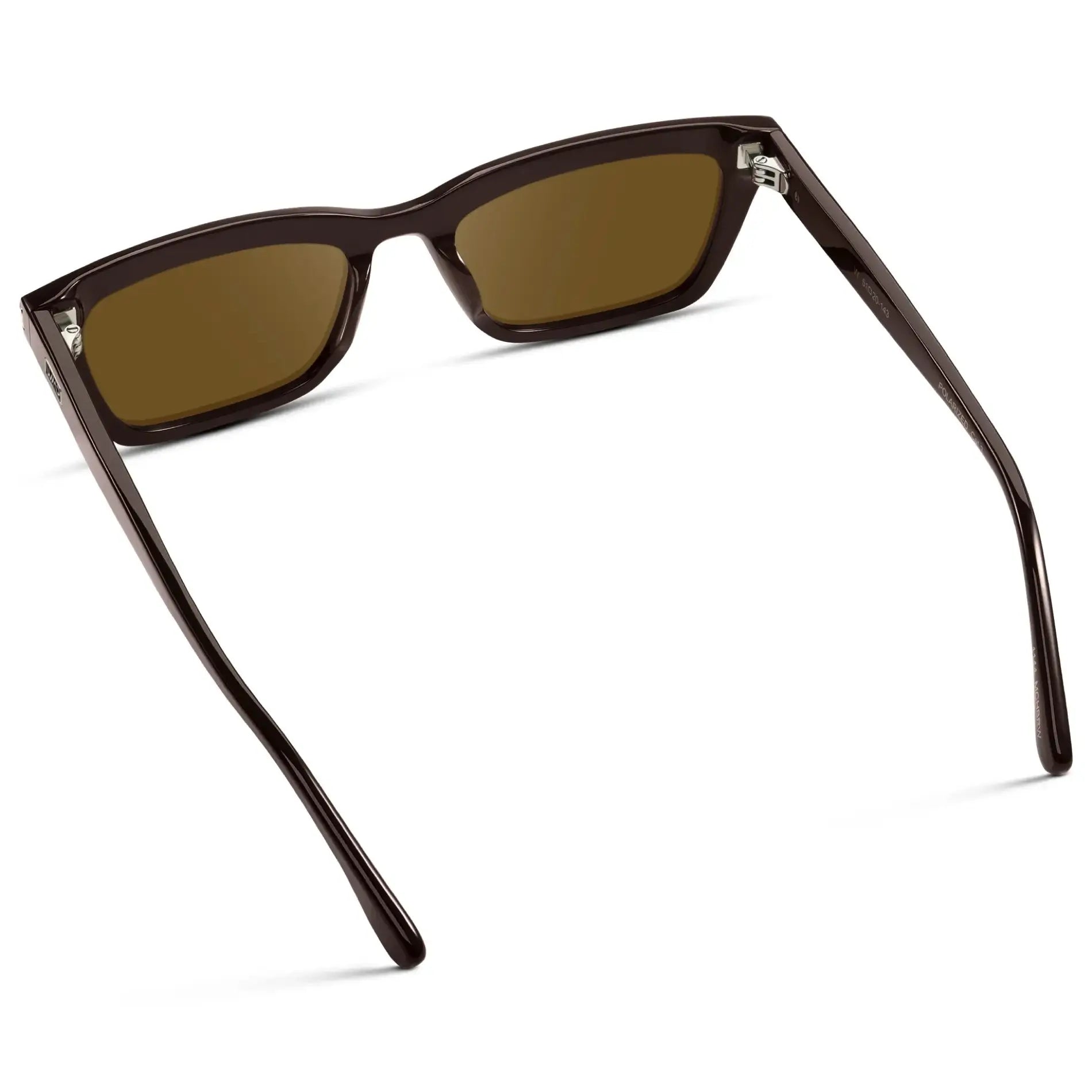 Mocha Brown / Amber || Back view of Women's Cat Eye Prescription Sunglasses with Mocha Brown Frame and Amber Lenses on a white background