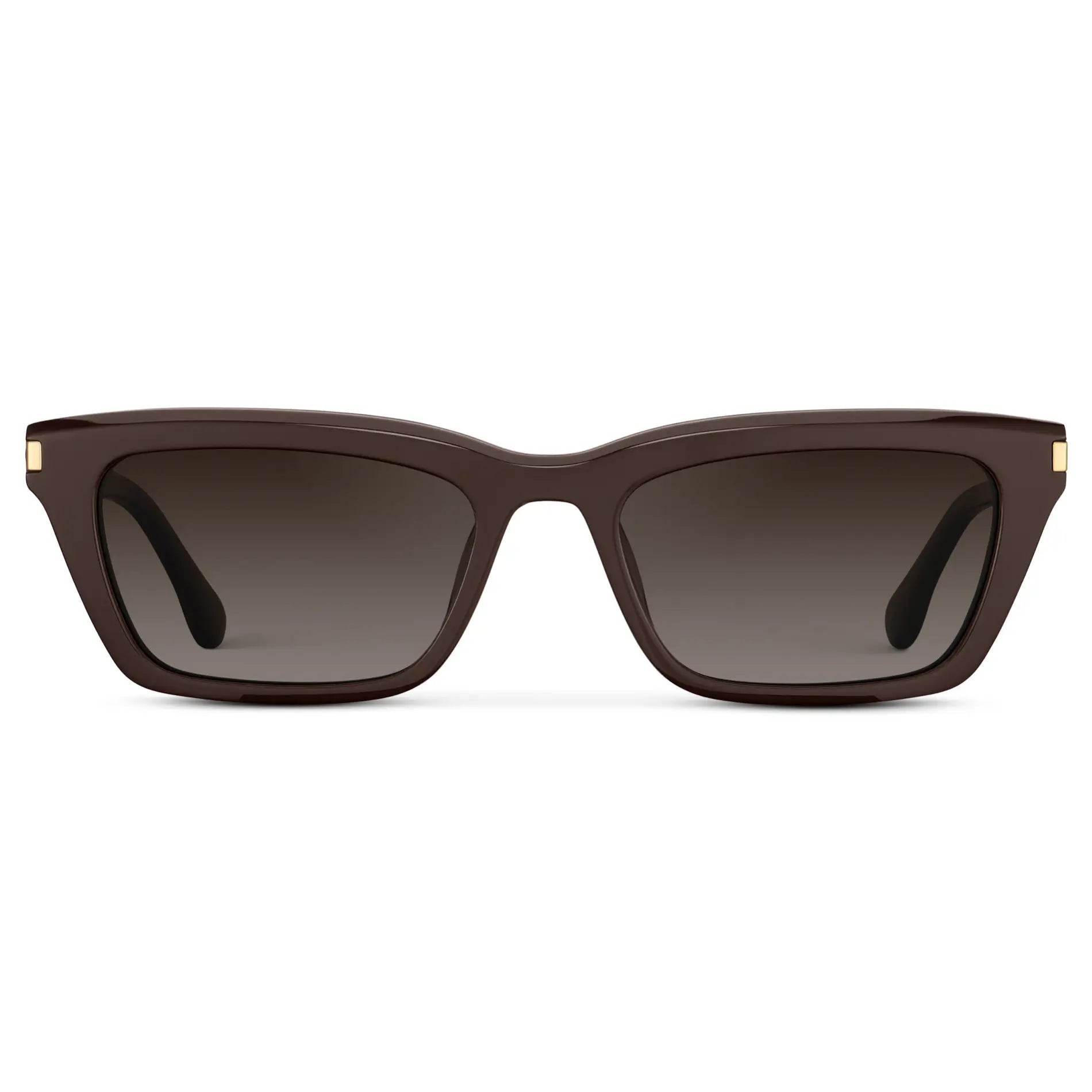 Mocha Brown / Brown Gradient Lens || Women's Cat Eye Polarized Sunglasses with Mocha Brown Frame and Brown Gradient Lenses on a white background