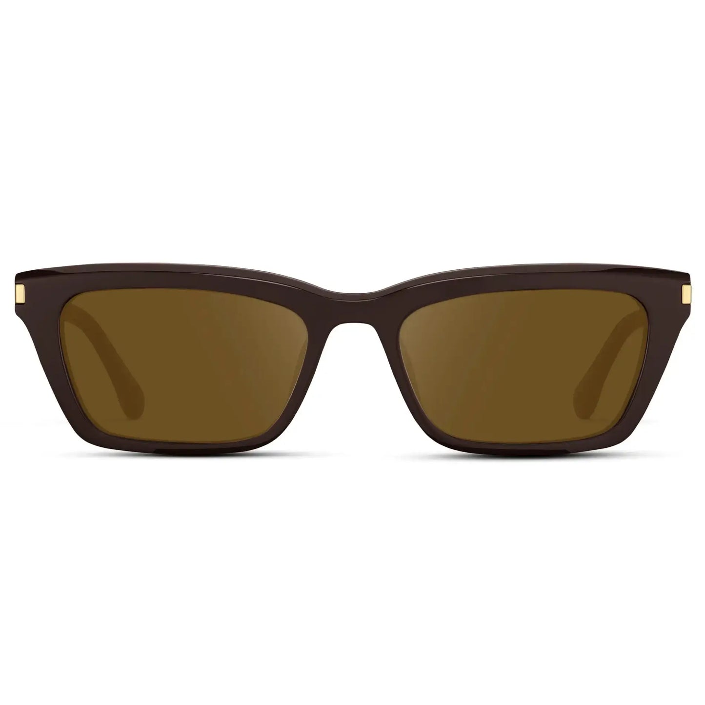 Mocha Brown / Amber || Women's Cat Eye Prescription Sunglasses with Mocha Brown Frame and Amber Lenses on a white background