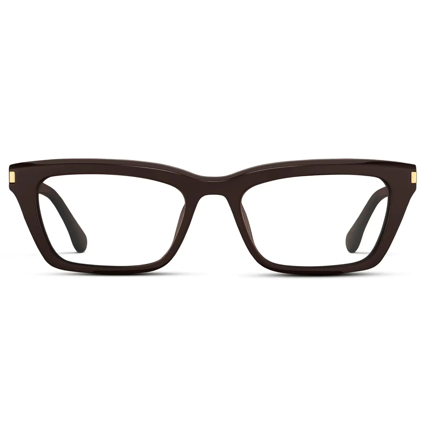 Mocha Brown || Women's Cat Eye Prescription Eyeglasses with Mocha Brown Frame and Clear Lenses on a white background