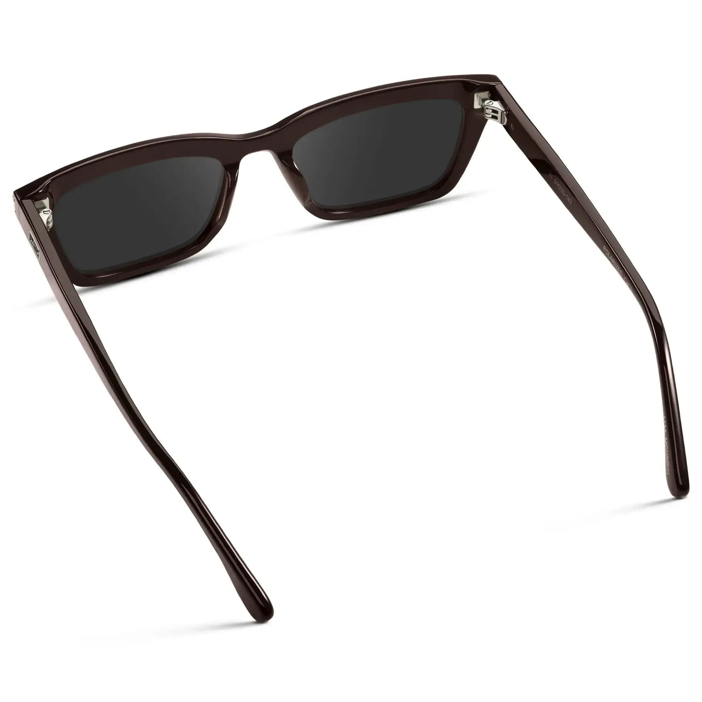 Mocha Brown / Grey || Back view of Women's Cat Eye Prescription Sunglasses with Mocha Brown Frame and Grey Lenses on a white background