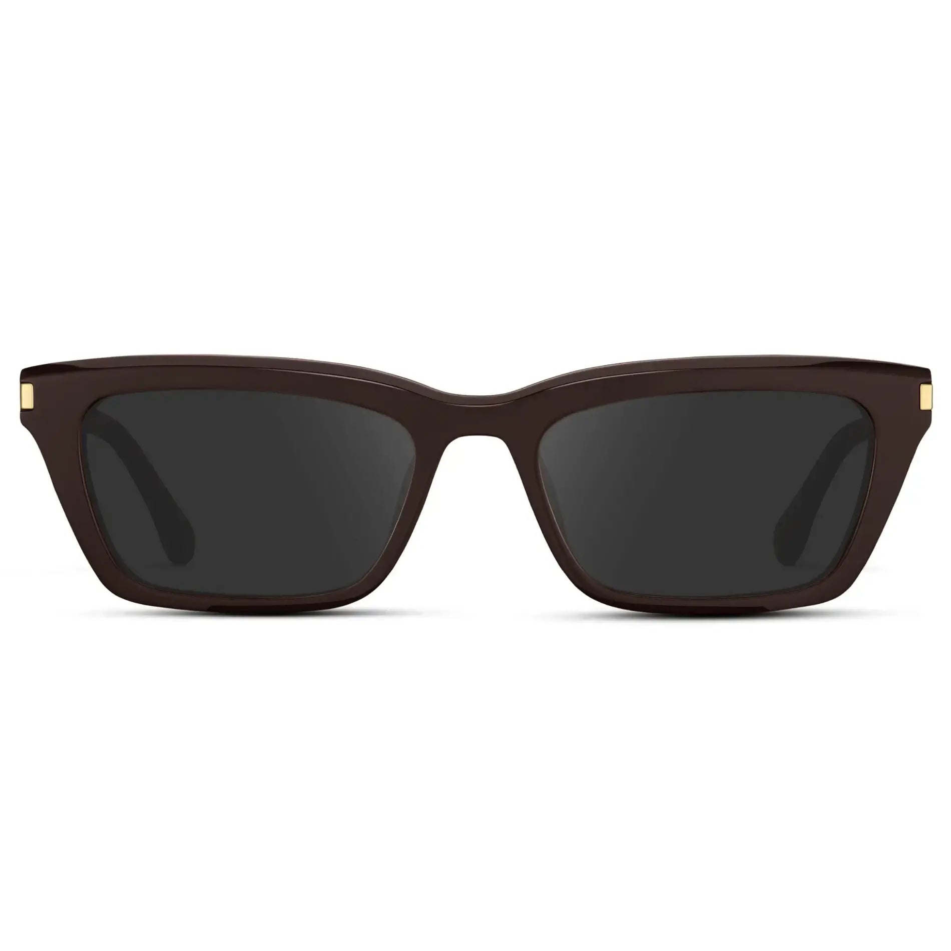 Mocha Brown / Grey || Women's Cat Eye Prescription Sunglasses with Mocha Brown Frame and Grey Lenses on a white background