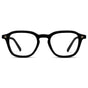Black || Men's Geometric Square Eyeglasses with Black Acetate Frame and Clear Prescription Lens on a white background