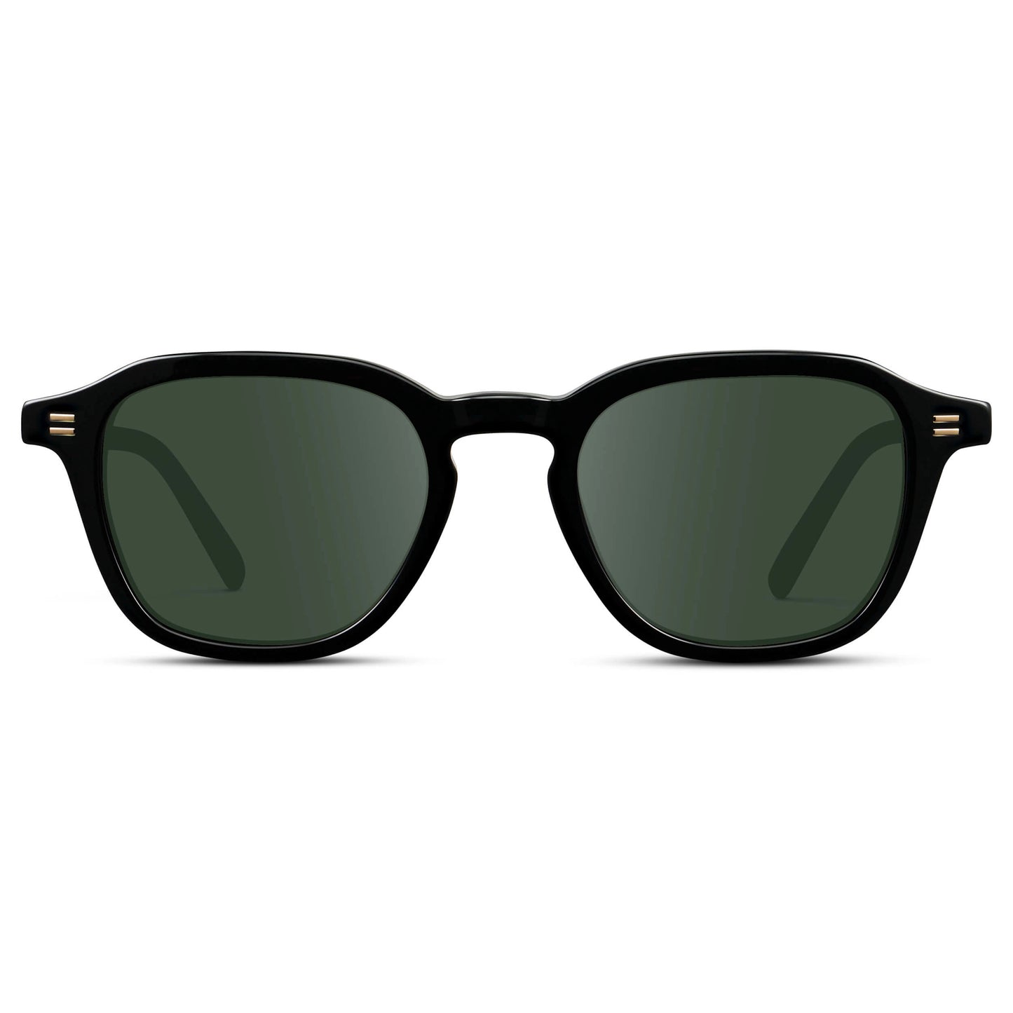 Black / G15 || Men's Geometric Square Prescription Sunglasses with Black Acetate Frame and Green Lens