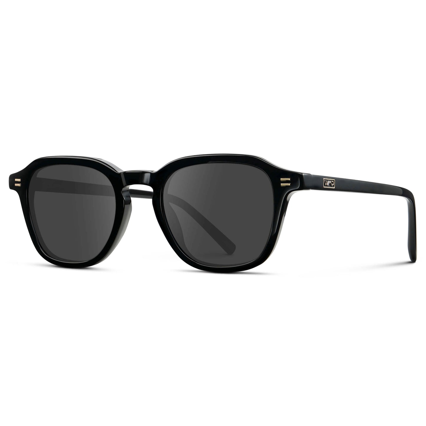 Black / Grey || Men's Geometric Square Prescription Sunglasses with Black Acetate Frame and Grey Lens