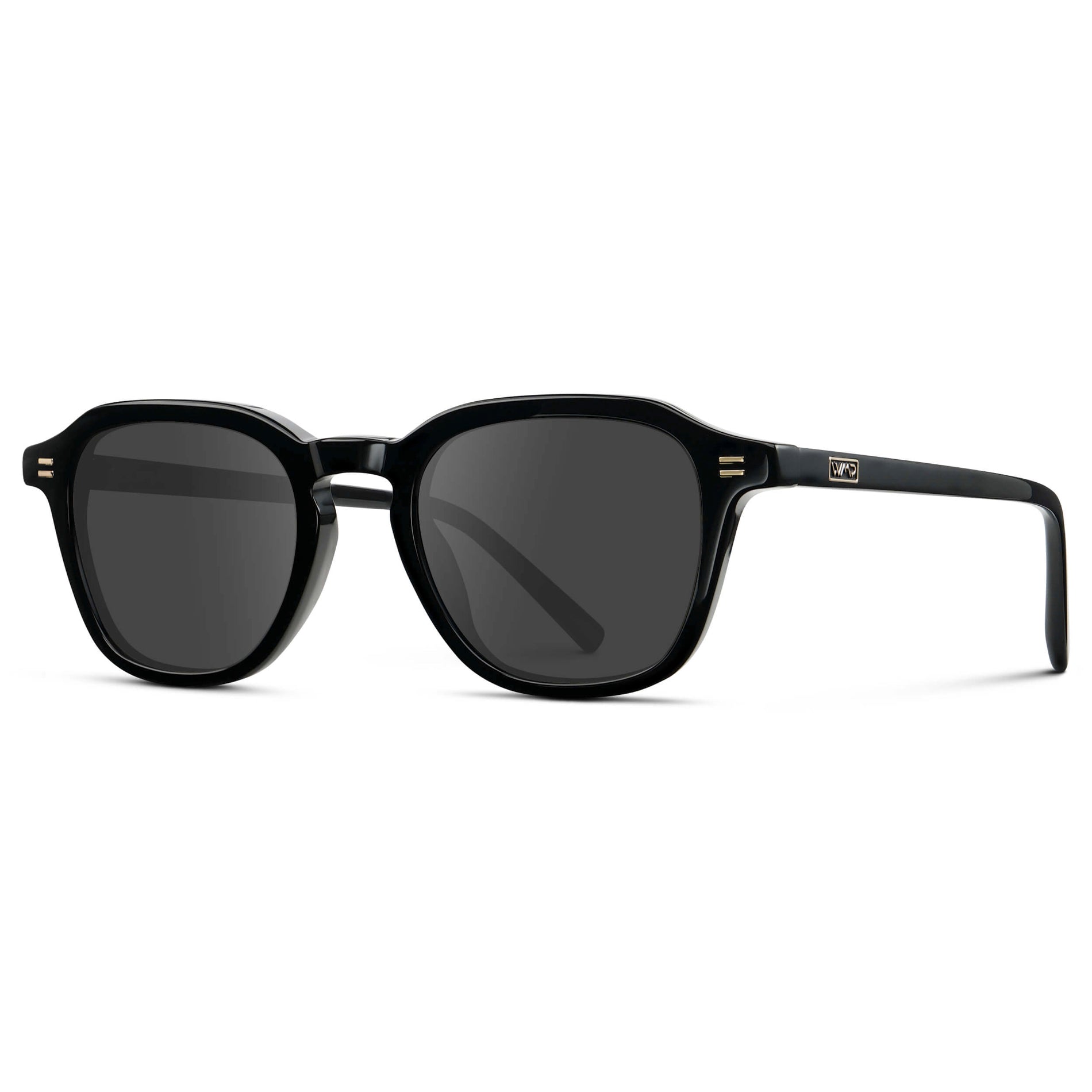 Black / Grey || Men's Geometric Square Prescription Sunglasses with Black Acetate Frame and Grey Lens