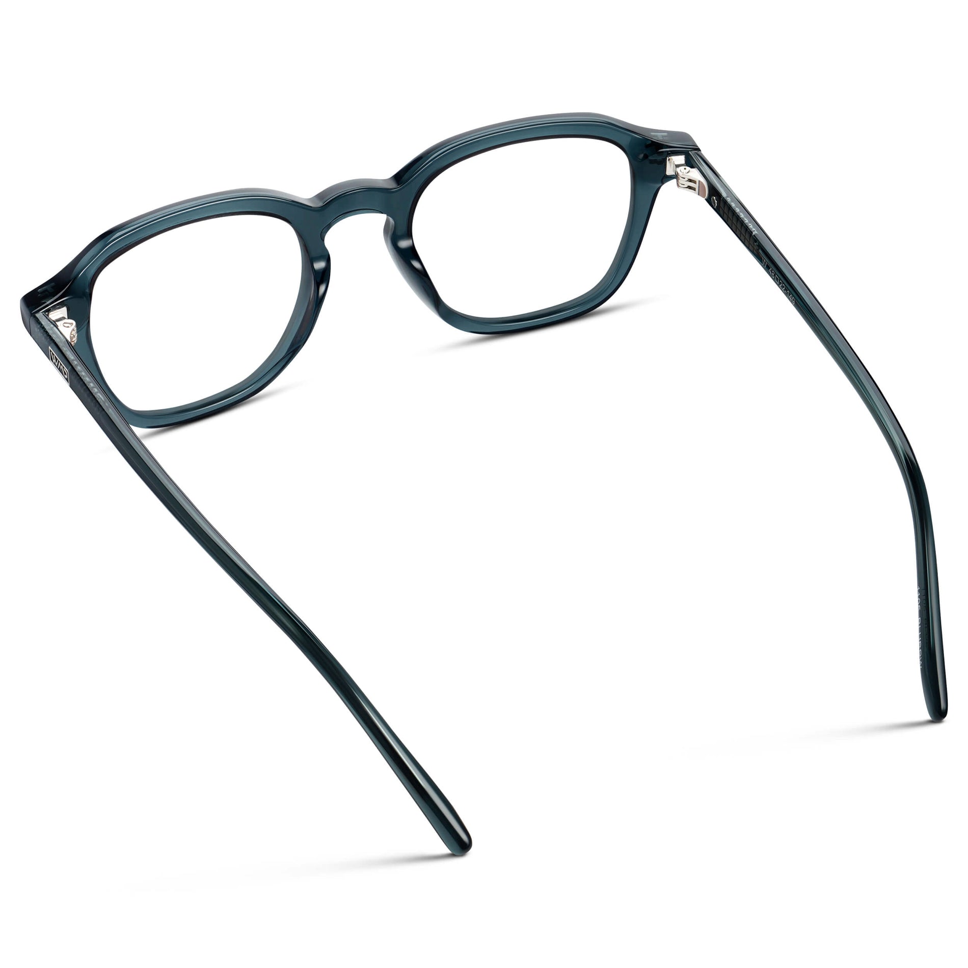 Crystal Steel Blue || Men's Geometric Square Eyeglasses with Crystal Steel Blue Acetate Frame and Clear Prescription Lens