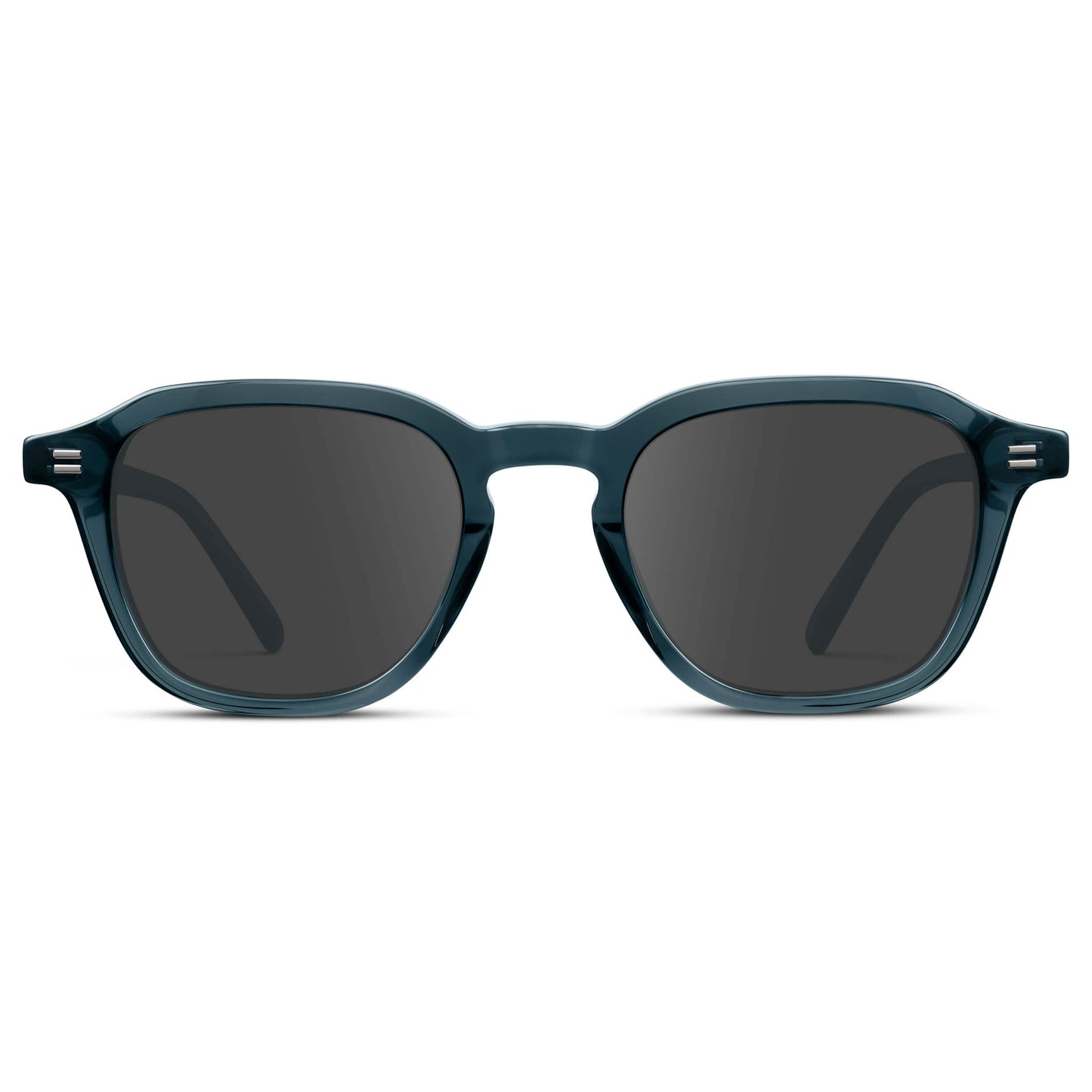 Crystal Steel Blue / Grey || Men's Geometric Square Prescription Sunglasses with Crystal Steel Blue Acetate Frame and Grey Lens
