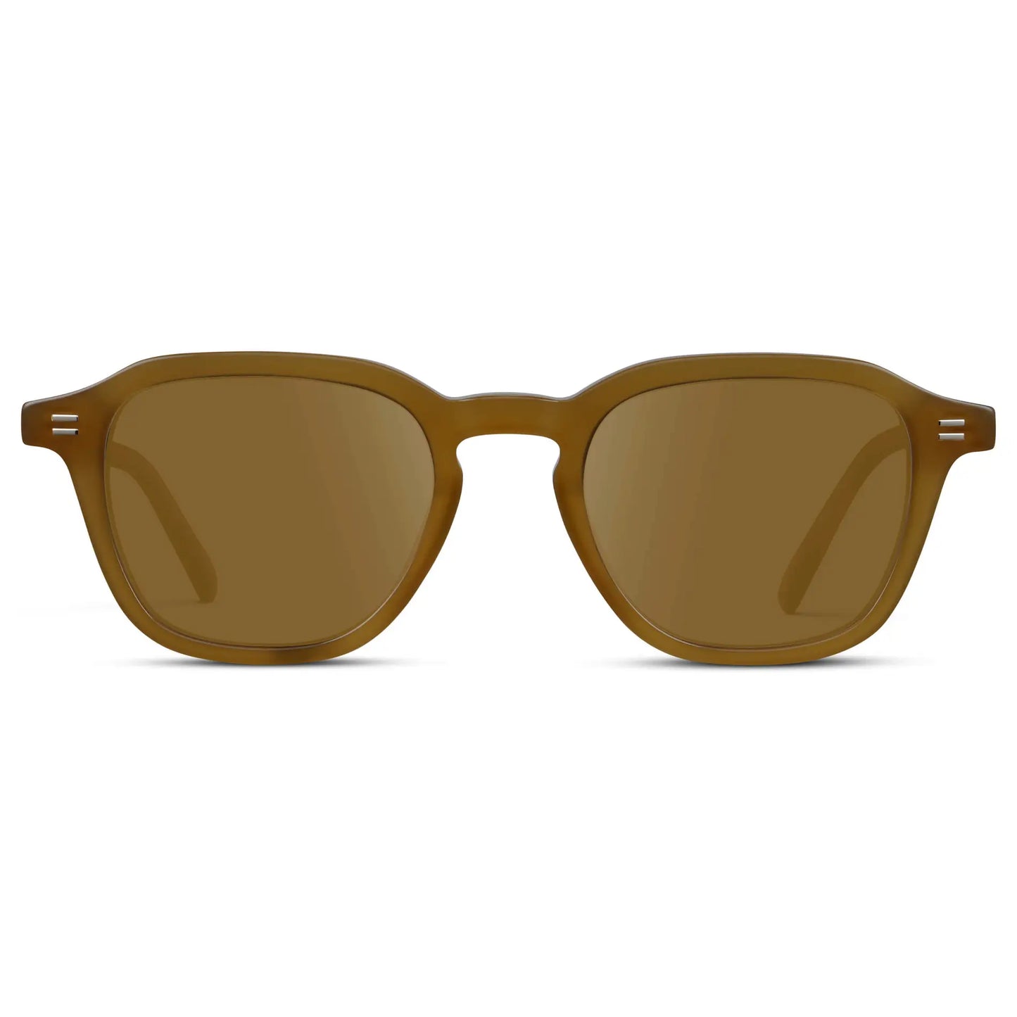 Dune Brown / Amber || Front view of Men's Geometric Square Prescription Sunglasses with Dune Brown Acetate Frame and Amber Lens