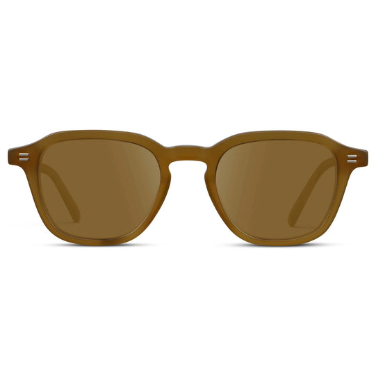 Dune Brown / Amber || Men's Geometric Square Prescription Sunglasses with Dune Brown Acetate Frame and Amber Lens
