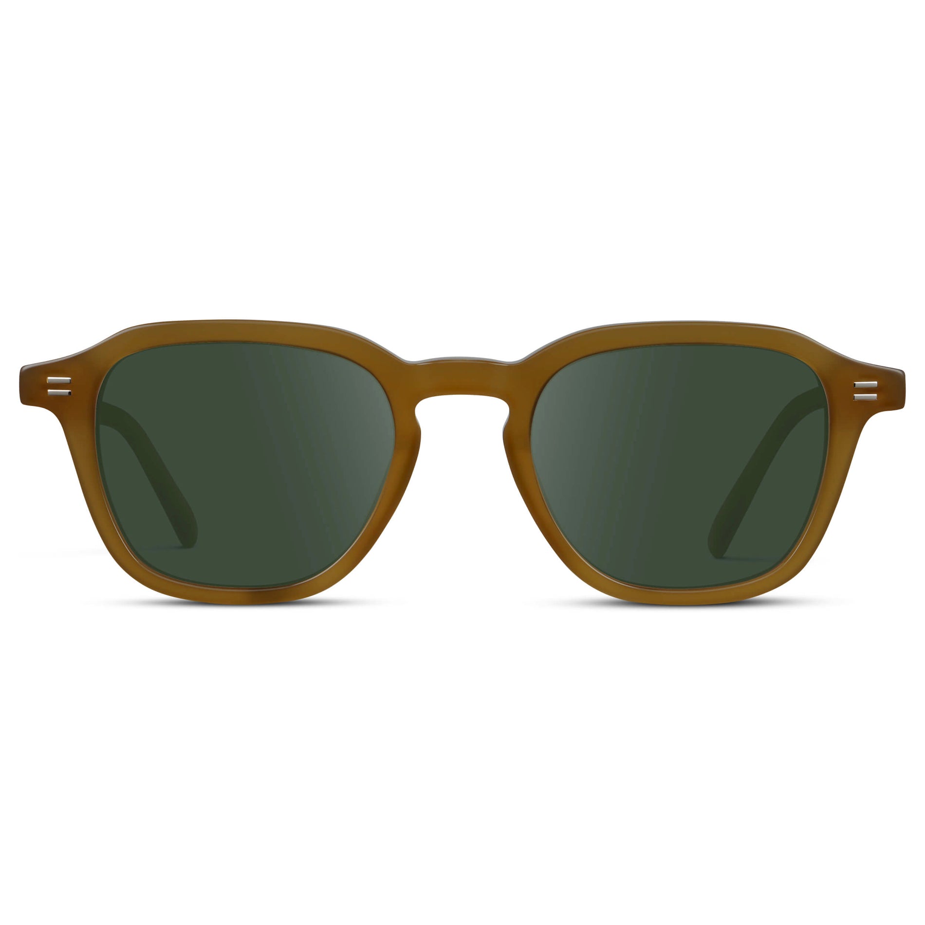 Dune Brown / G15 || Men's Geometric Square Prescription Sunglasses with Dune Brown Acetate Frame and Green Lens