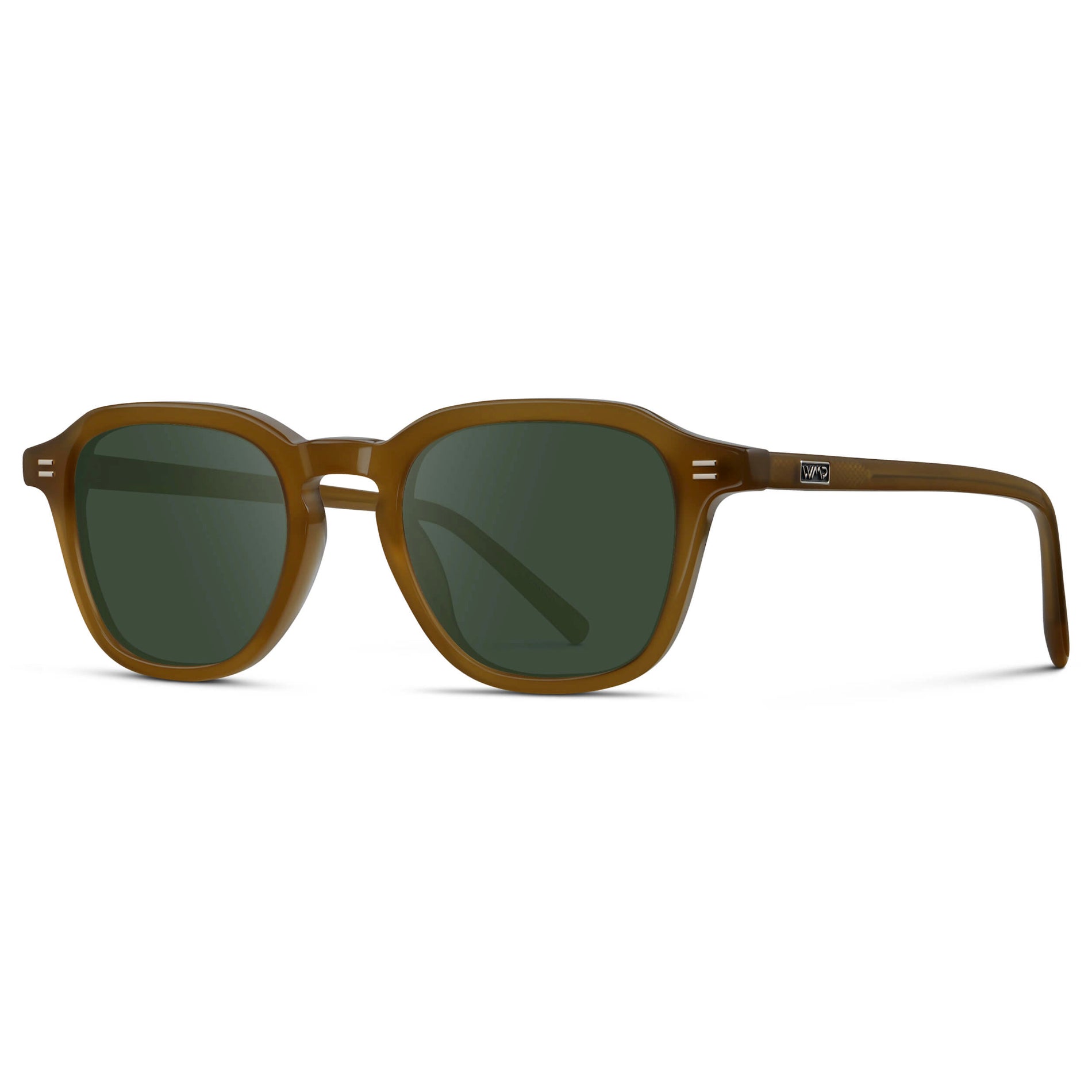 Dune Brown / G15 || Men's Geometric Square Prescription Sunglasses with Dune Brown Acetate Frame and Green Lens