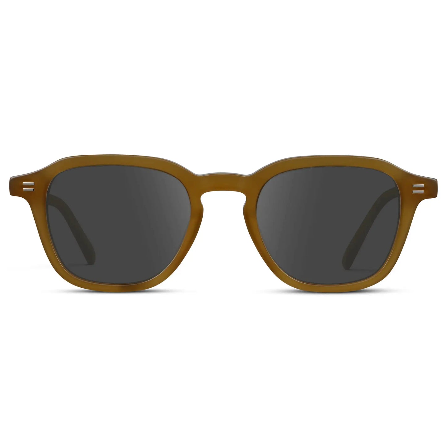 Dune Brown / Grey || Front view of Men's Geometric Square Prescription Sunglasses with Dune Brown Acetate Frame and Grey Lens