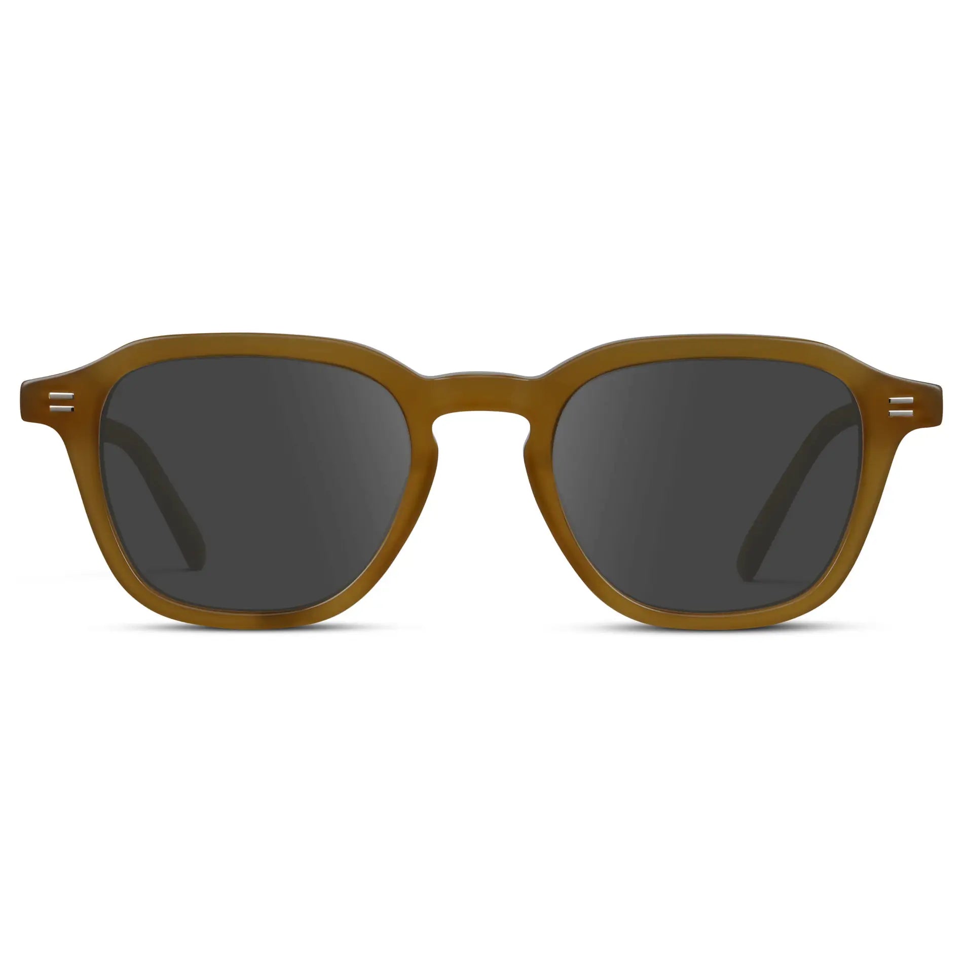 Dune Brown / Grey || Front view of Men's Geometric Square Prescription Sunglasses with Dune Brown Acetate Frame and Grey Lens