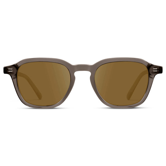 Crystal Gunmetal / Amber || Men's Geometric Square Prescription Sunglasses with Crystal Gunmetal Acetate Frame and Amber Lens