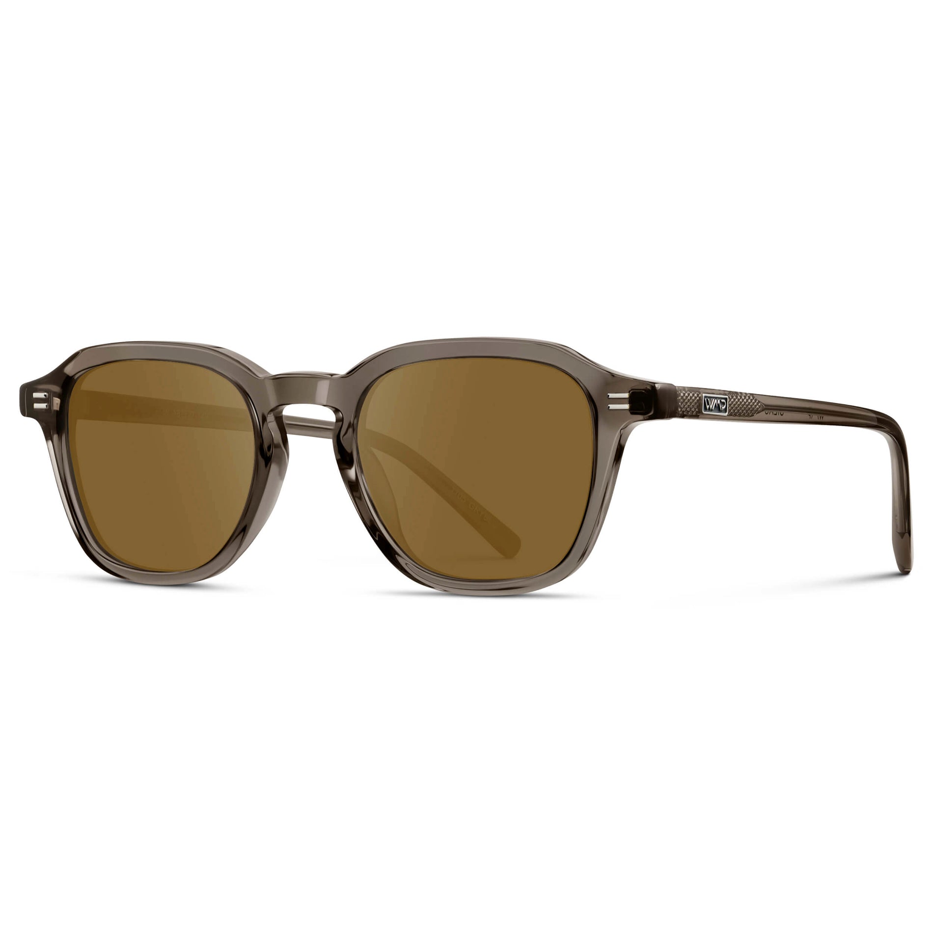 Crystal Gunmetal / Amber || Men's Geometric Square Prescription Sunglasses with Crystal Gunmetal Acetate Frame and Amber Lens