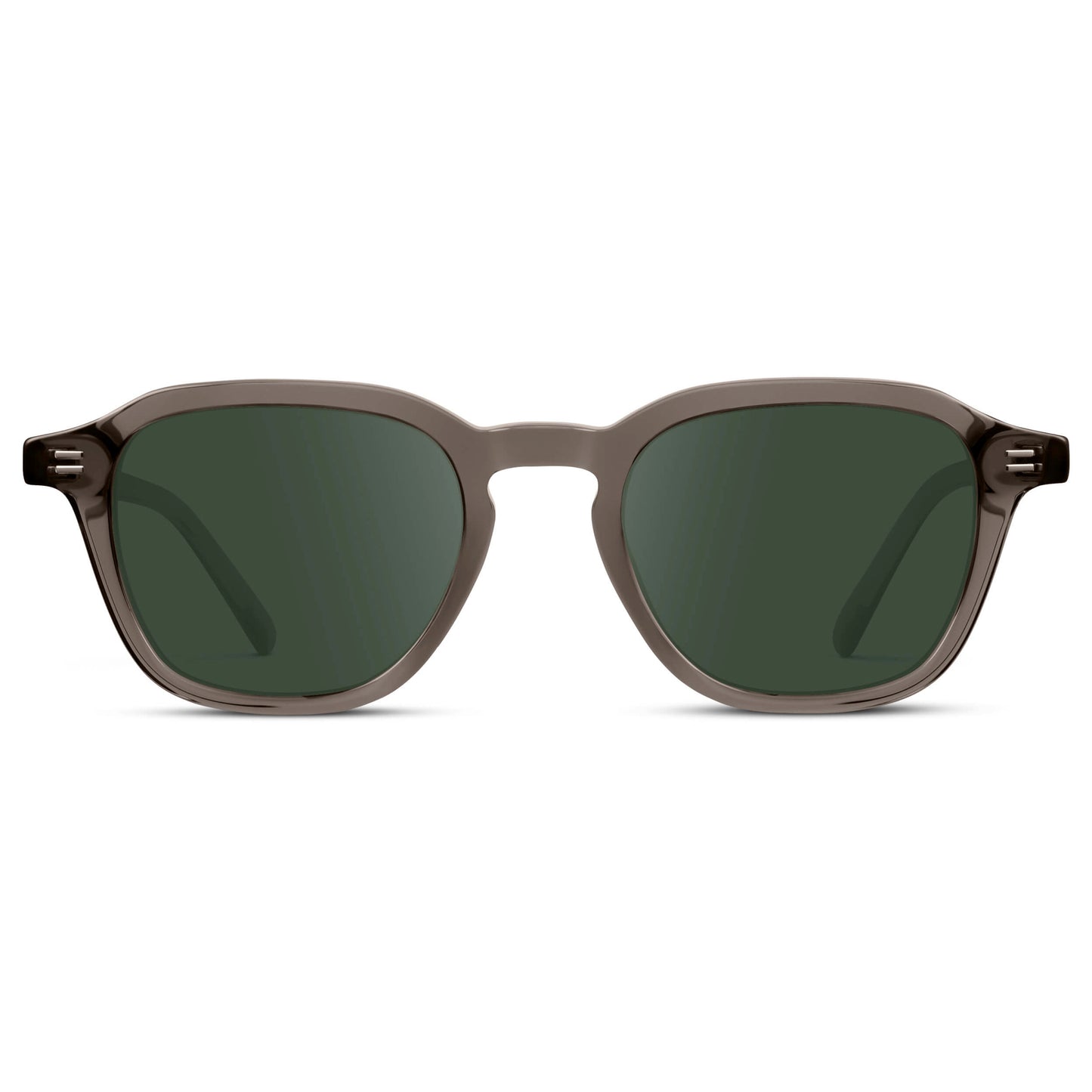 Crystal Gunmetal / G15 || Men's Geometric Square Prescription Sunglasses with Crystal Gunmetal Acetate Frame and Green Lens