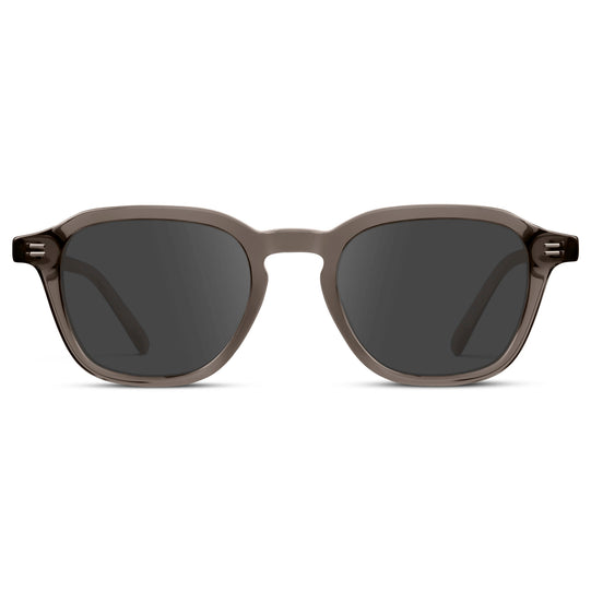 Crystal Gunmetal / Grey || Men's Geometric Square Prescription Sunglasses with Crystal Gunmetal Acetate Frame and Grey Lens