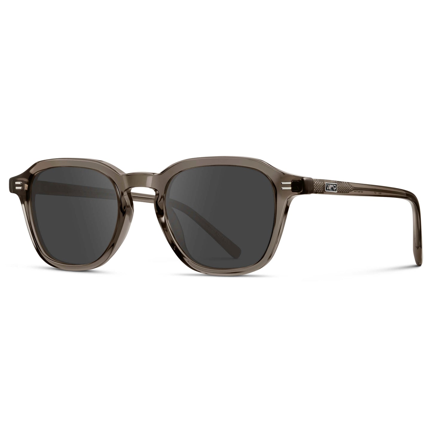 Crystal Gunmetal / Grey || Men's Geometric Square Prescription Sunglasses with Crystal Gunmetal Acetate Frame and Grey Lens