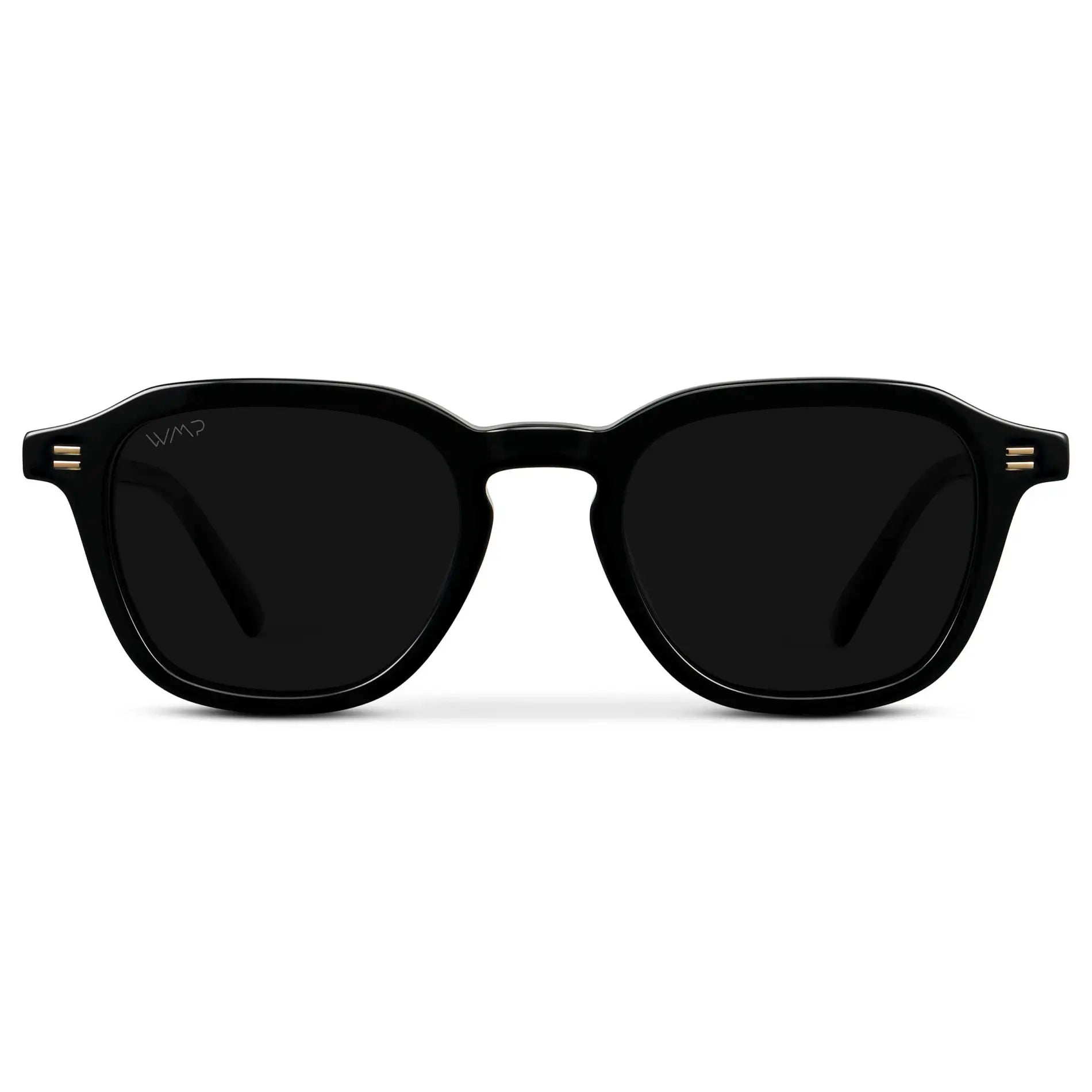 Black / Triple Black Lens || Men's Geometric Square Sunglasses with Black Acetate Frame and Triple Black Polarized Lens