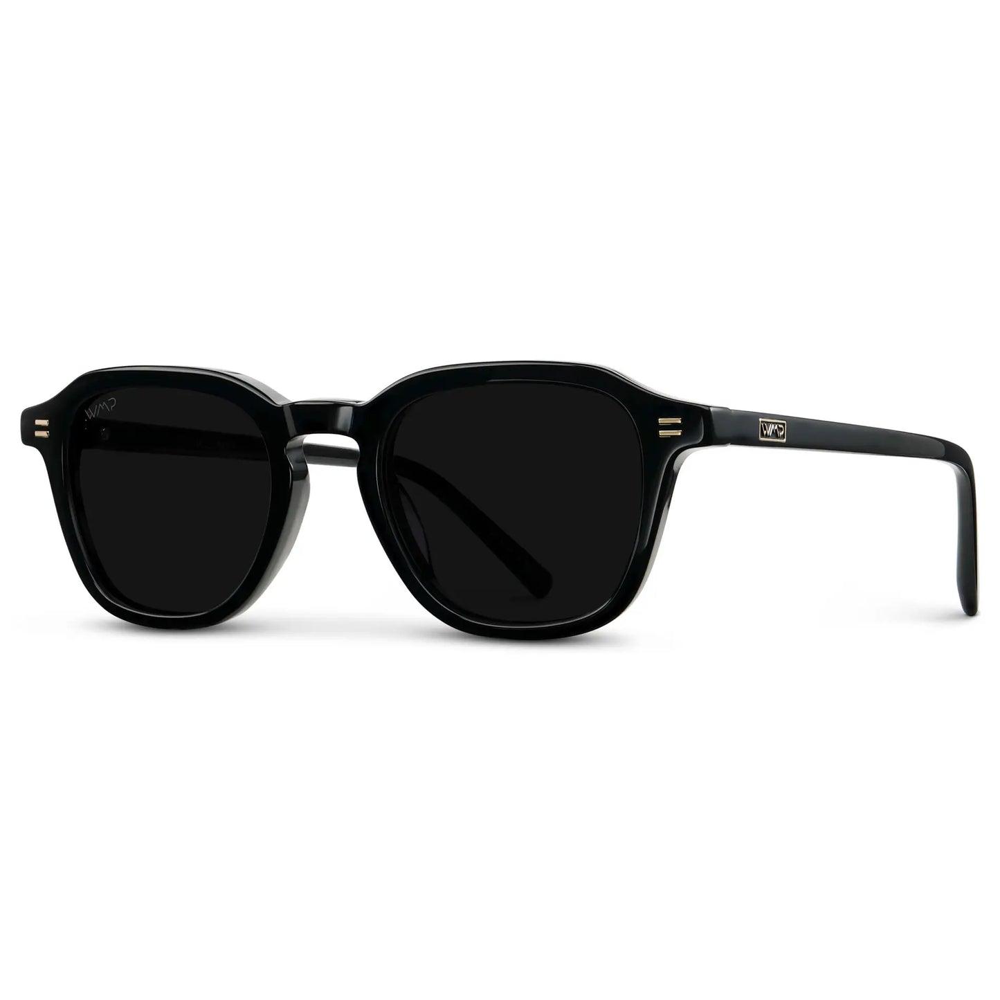 Black / Triple Black Lens || Men's Geometric Square Sunglasses with Black Acetate Frame and Triple Black Polarized Lens