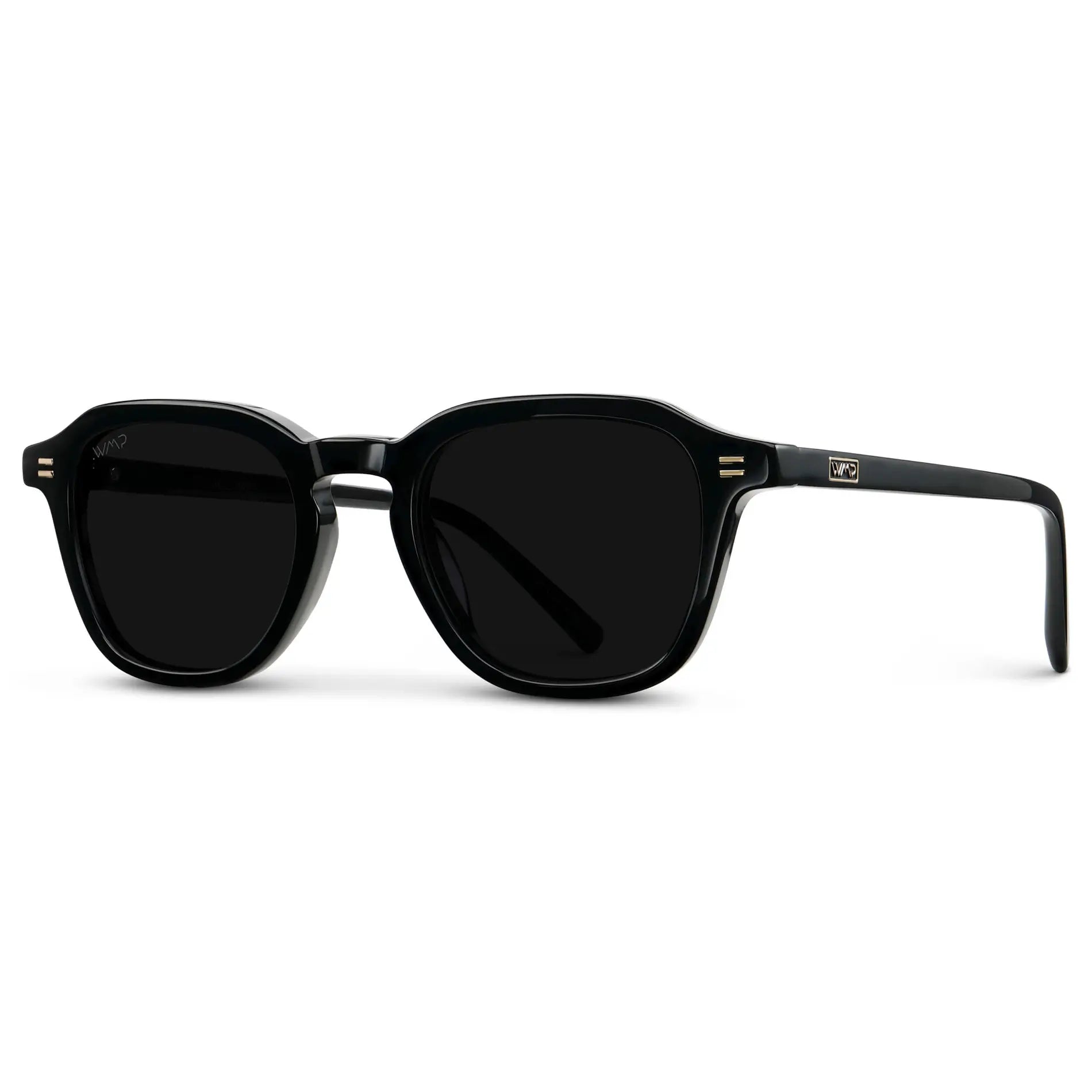 Black / Triple Black Lens || Men's Geometric Square Sunglasses with Black Acetate Frame and Triple Black Polarized Lens