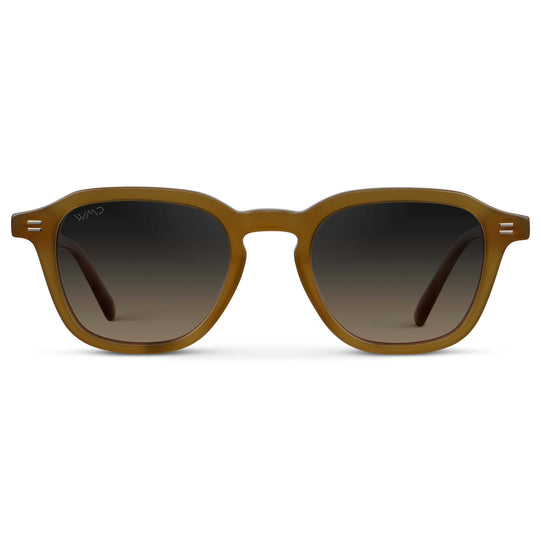 Dune Brown / Grey Brown Gradient Lens || Men's Geometric Square Sunglasses with Dune Brown Acetate Frame and Grey Brown Gradient Polarized Lens