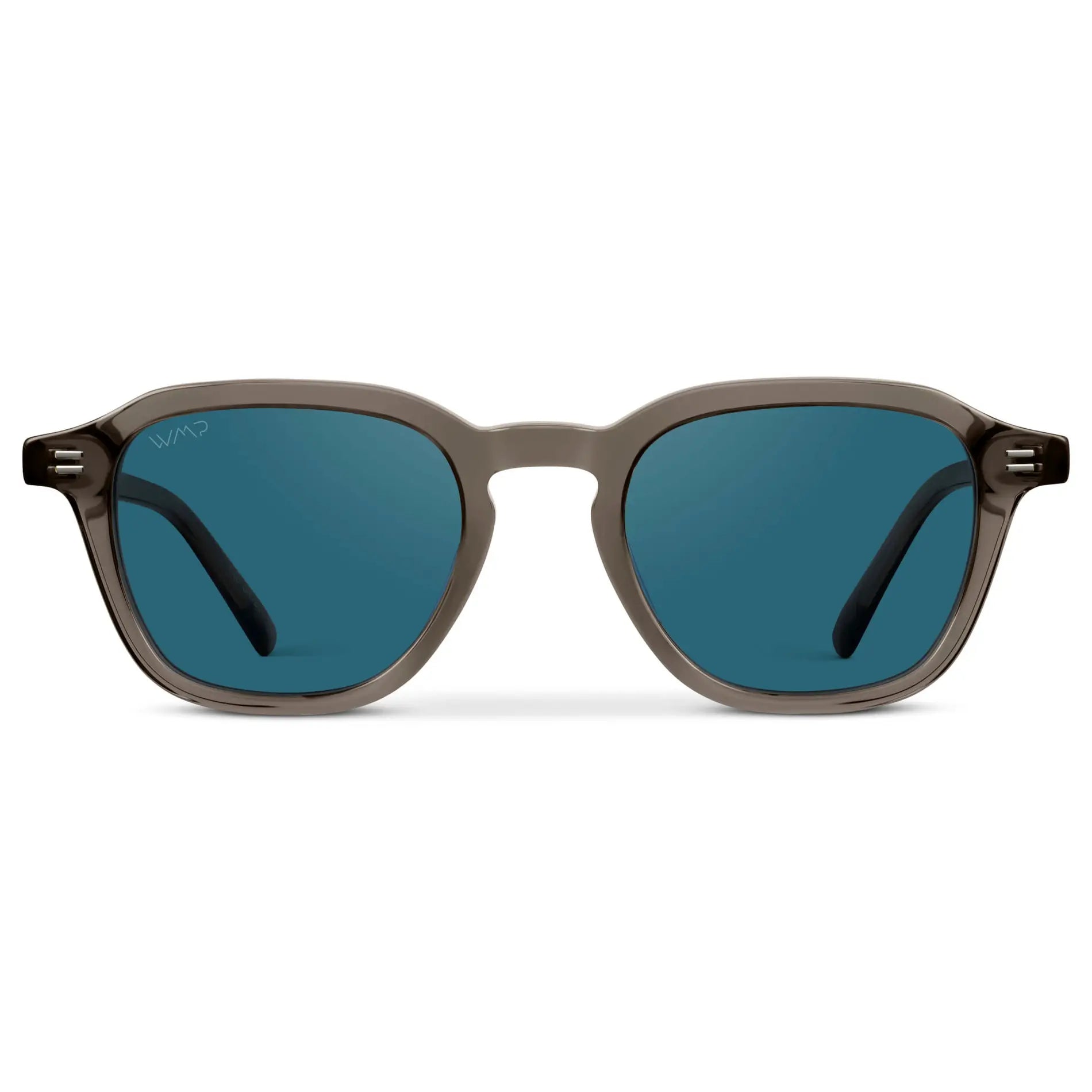 Crystal Gunmetal / Laguna Blue Lens || Men's Geometric Square Sunglasses with Crystal Gunmetal Acetate Frame and Laguna Blue Polarized Lens