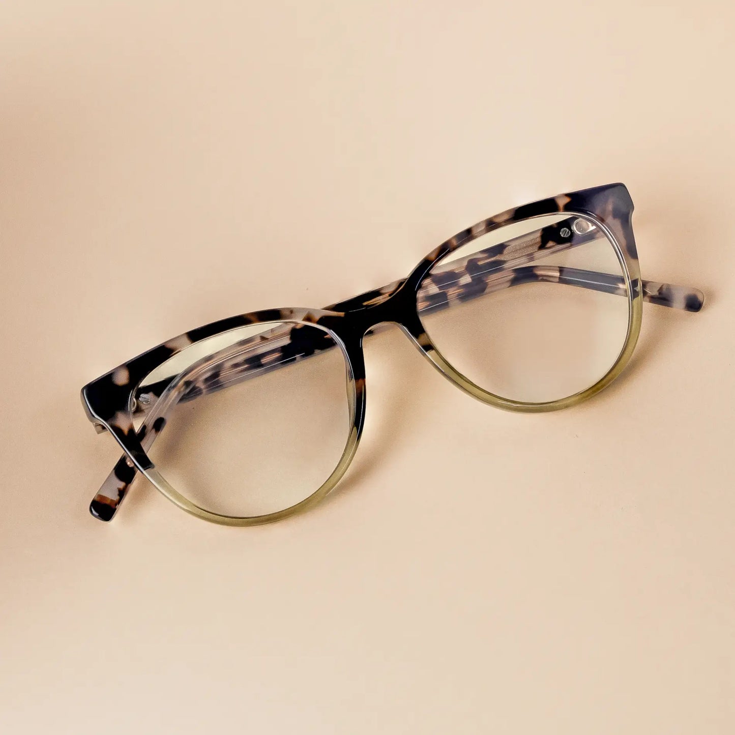 Tortoise Light Crystal Green || Green Cateye Frame Blue Light Blocking Glasses for Computer Use