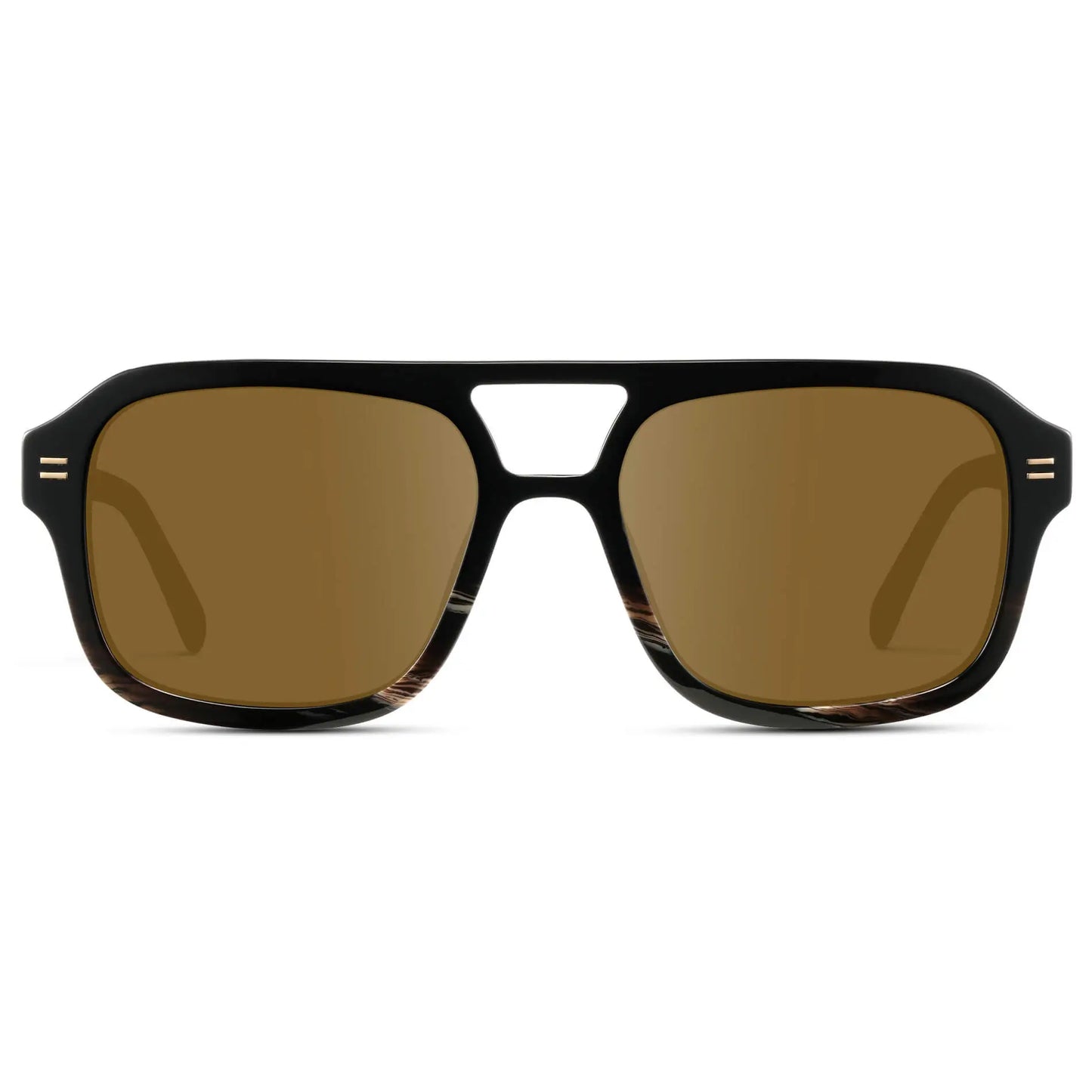 Black Mineral / Amber || Women's Oversized Square Prescription Sunglasses with Black Mineral Frame and Brown Lenses on a white background