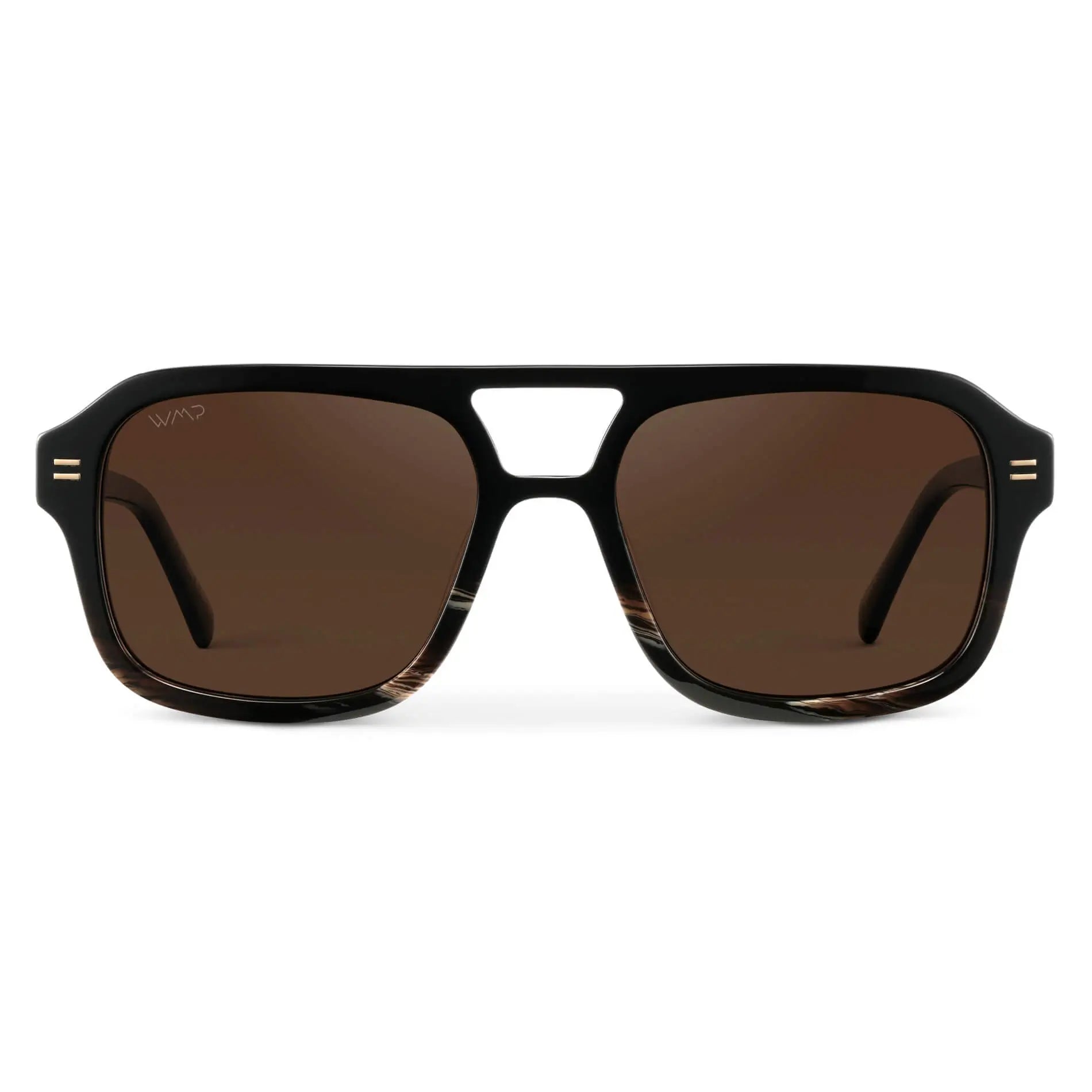 Black Mineral / Brown Lens || Women's Oversized Square Aviator Sunglasses in Black Mineral with Brown Polarized Lenses
